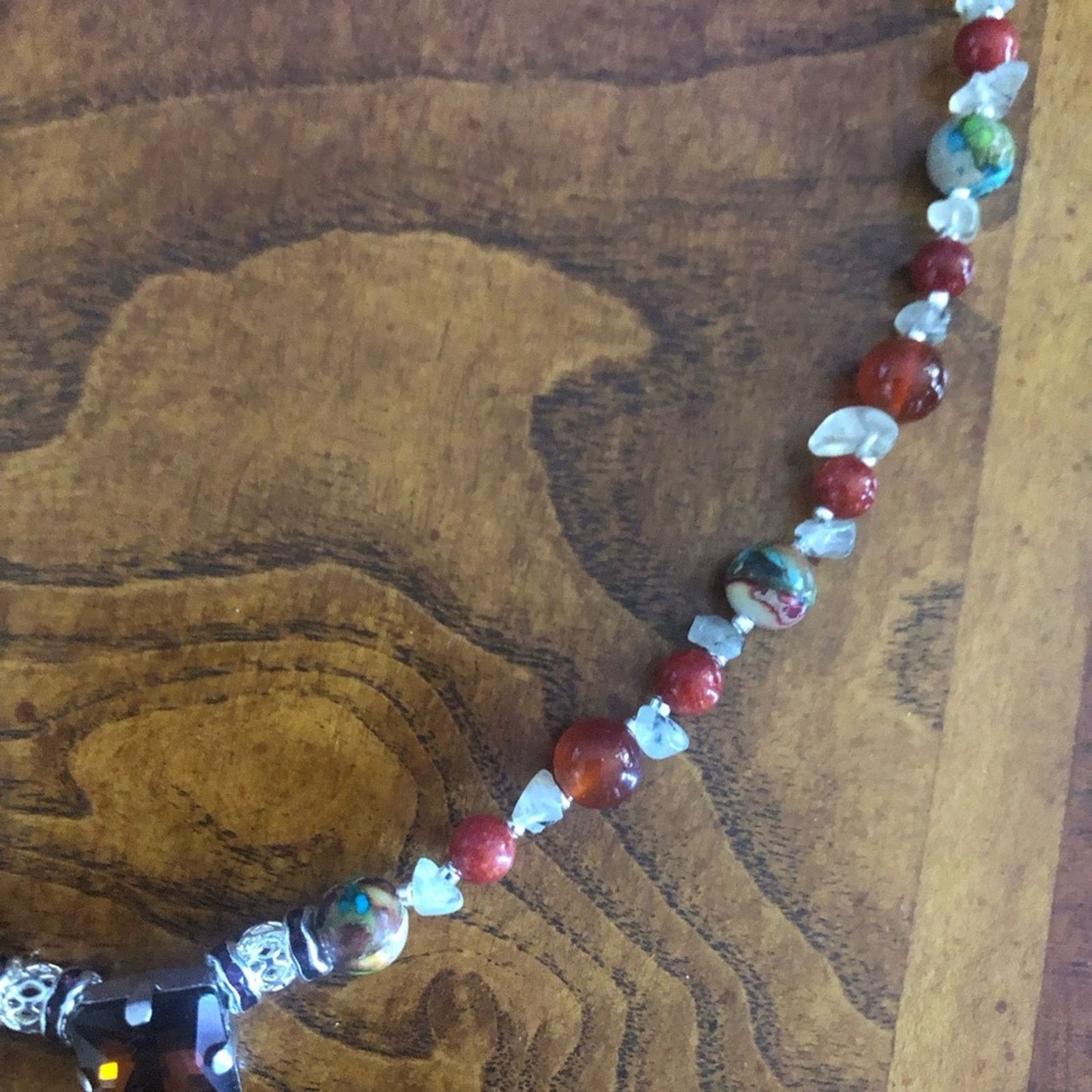 Handmade Handcrafted natural stone carnelian prehnite necklace Size ONE SIZE - 9 Thumbnail