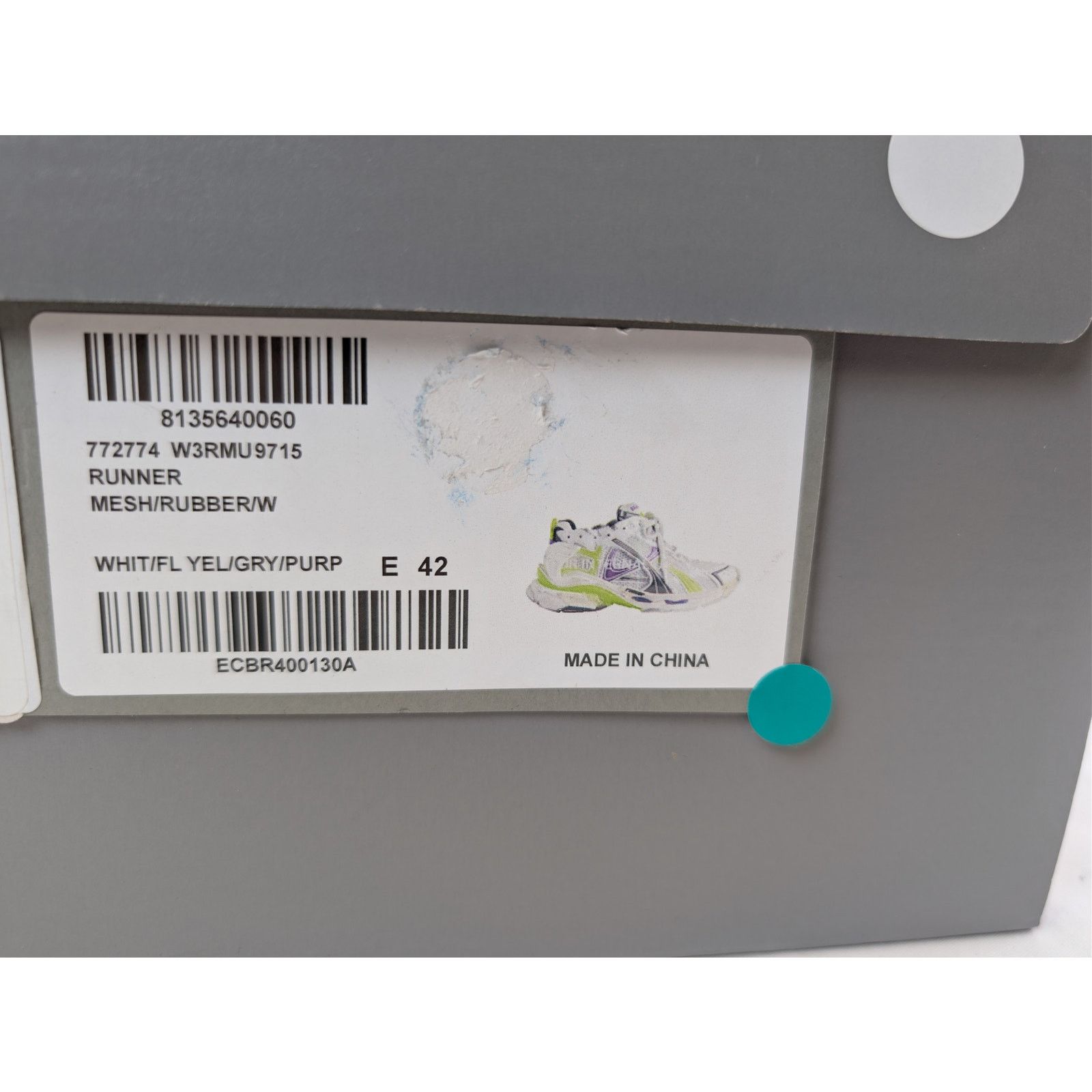 Balenciaga o1rshd1 Q:2 / Mesh Runner Sneaker in White / Fluo Yellow Size US 9 / EU 42 - 22 Thumbnail