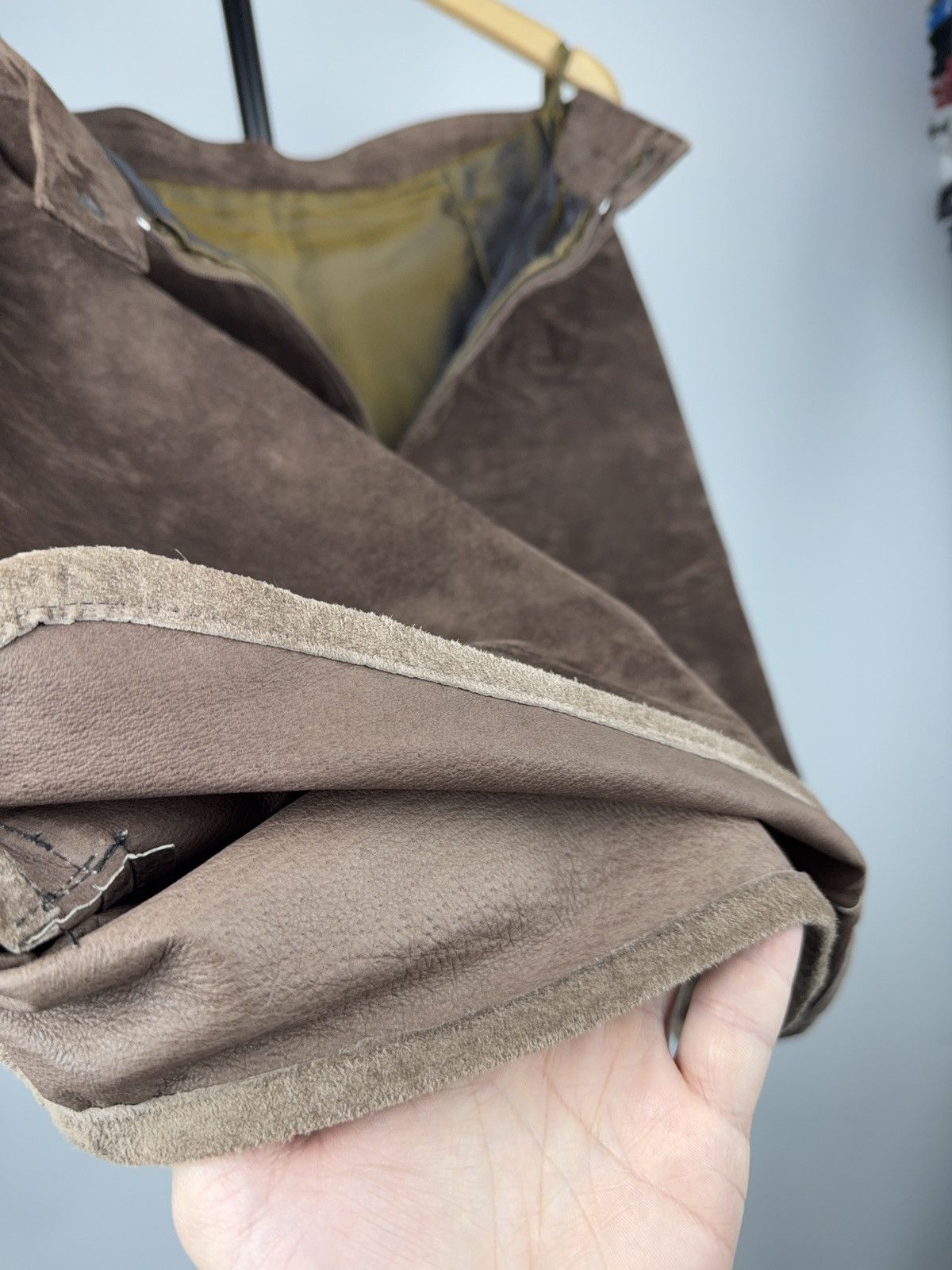 Genuine Leather Avant Garde 90s Y2K Retro Vintage Brown Leather Midi Skirt Size 29" - 13 Thumbnail
