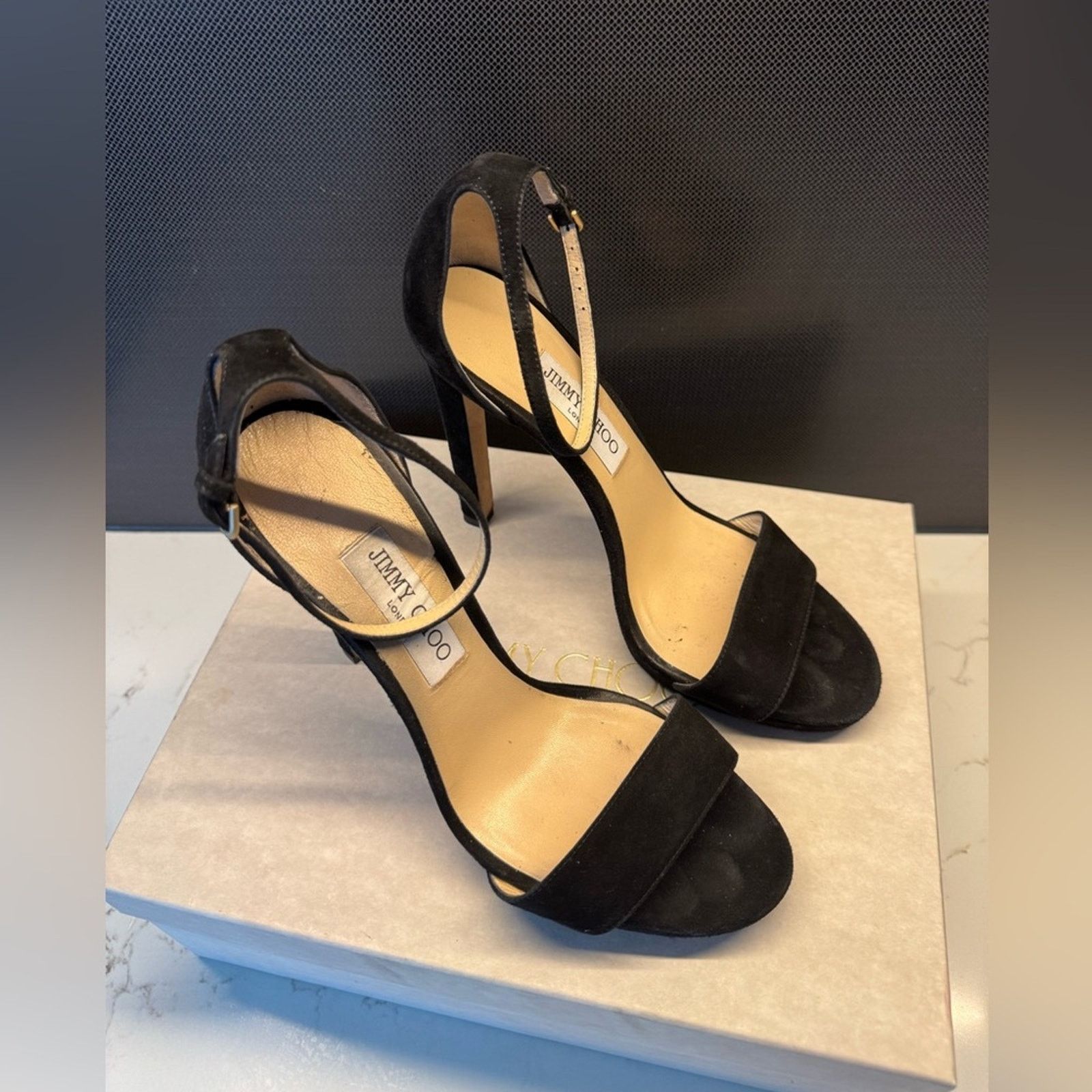 Jimmy Choo Jimmy Choo MISTY 120 Black Suede sandal heels size 40 Size US 9.5 / IT 39.5 - 3 Thumbnail