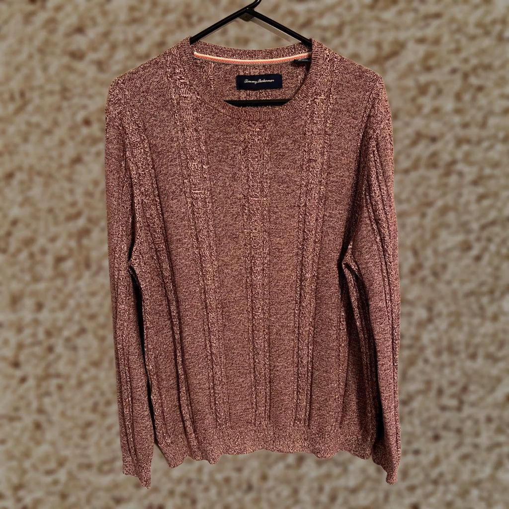 Tommy Bahama Tommy Bahama Sweater Pullover Knit Silk Cotton Blend Burgundy Men's Large L Size US L / EU 52-54 / 3 - 1 Thumbnail