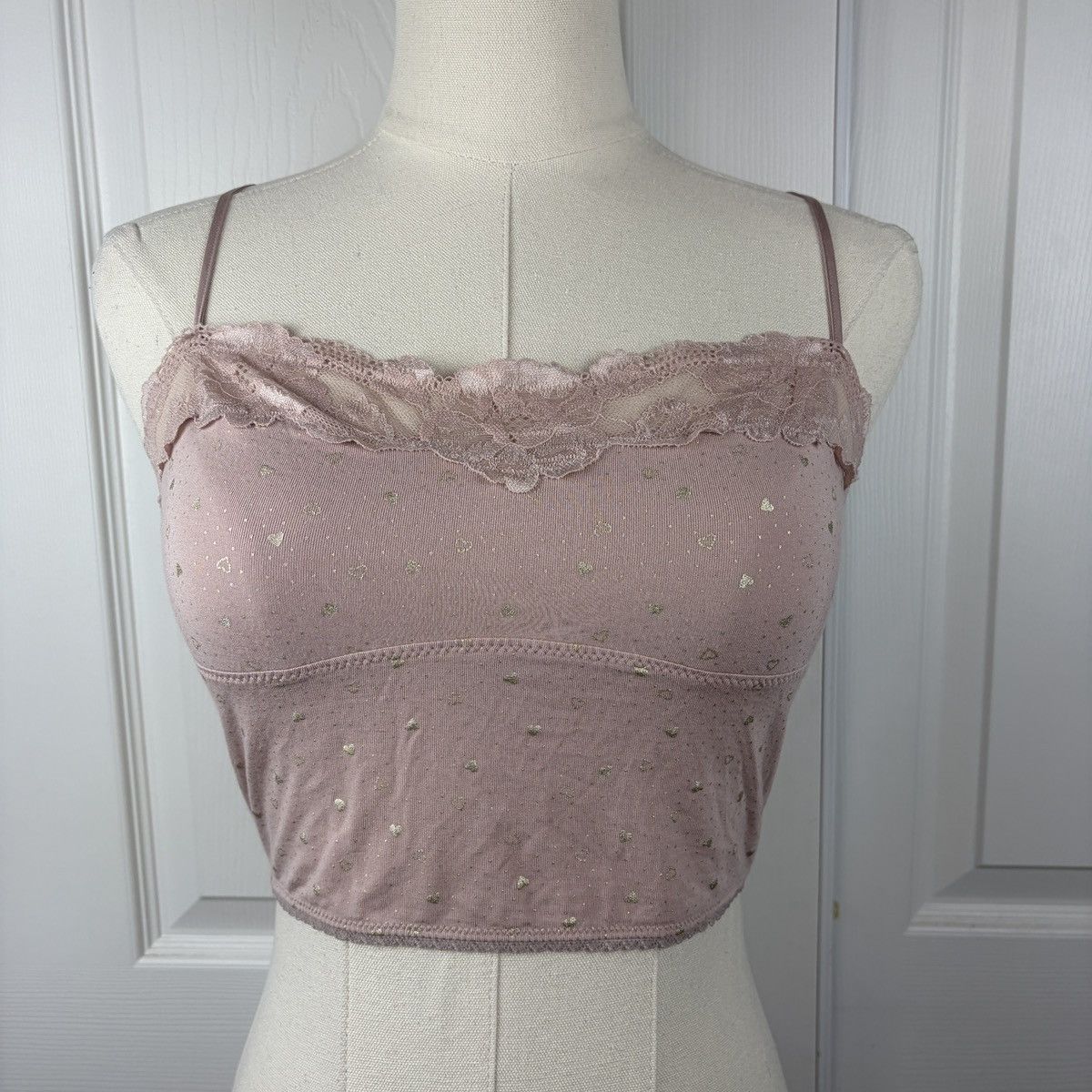 Victoria’s Secret pink gold star lace bralette