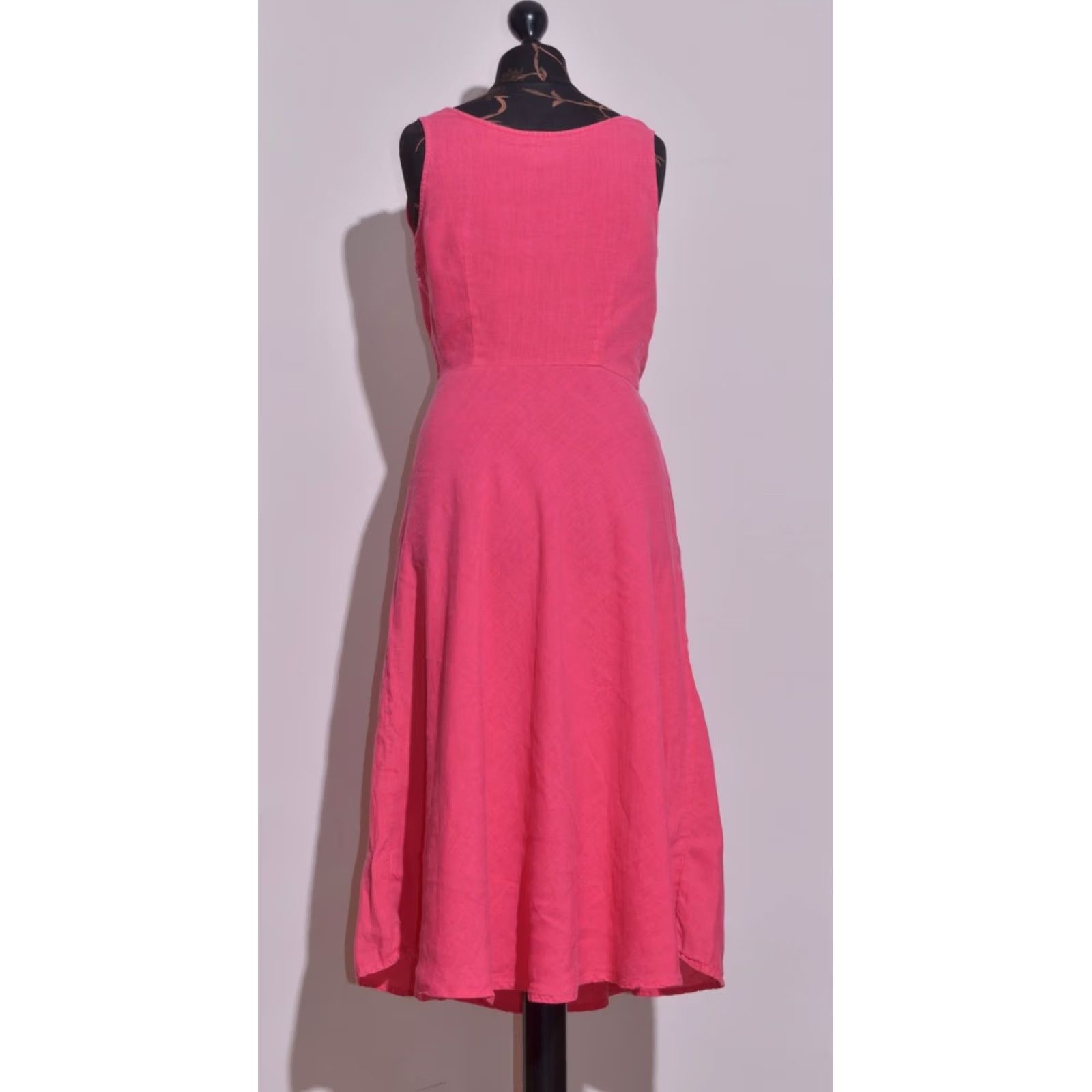 120% Lino 120% Lino Pink Linen Sleeveless V-Neck Midi Dress Womens IT 40 Size S / US 4 / IT 40 - 4 Thumbnail