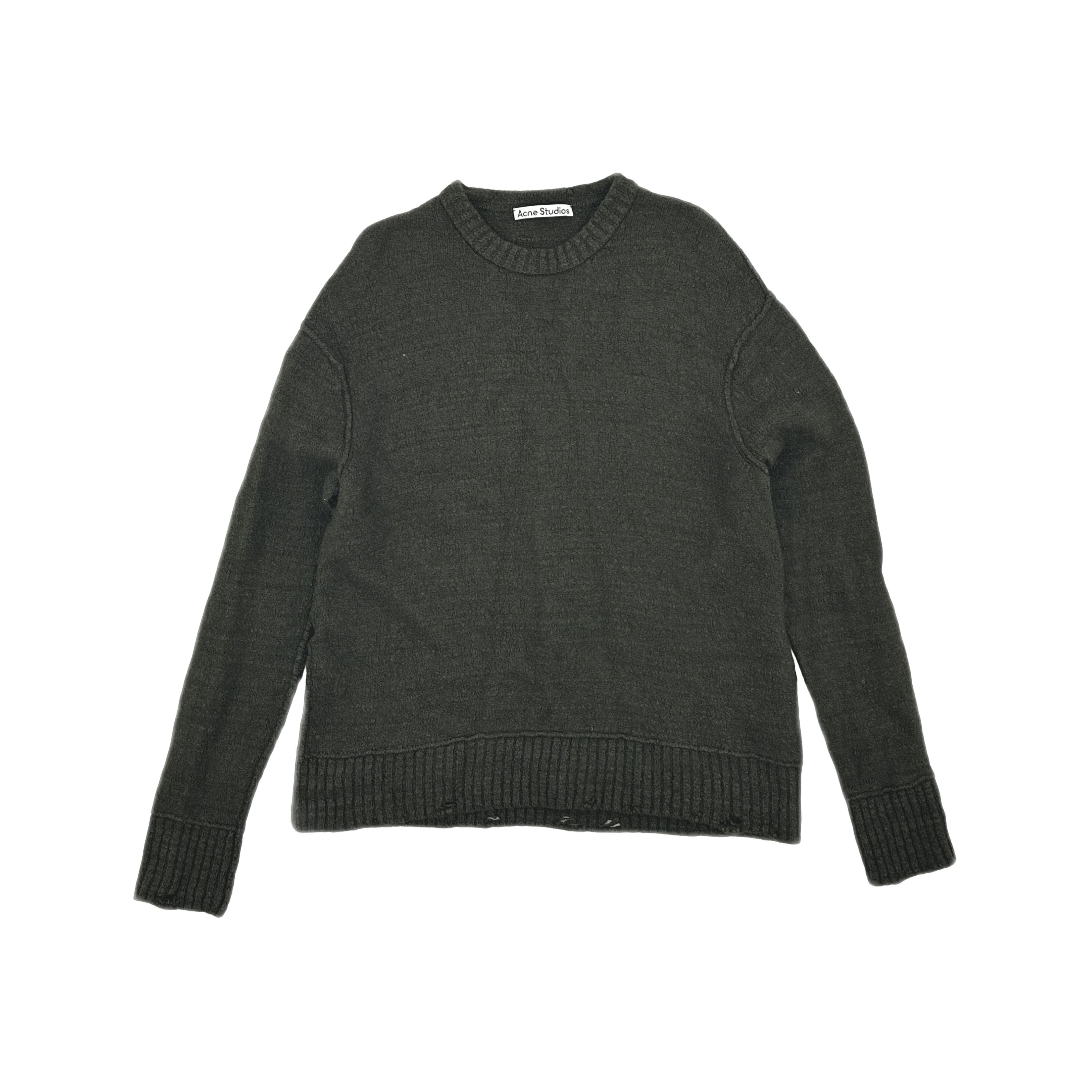 Acne Studios Acne Studios Distressed Khaki Green Wool Sweater Size M Size US M / EU 48-50 / 2 - 1 Thumbnail