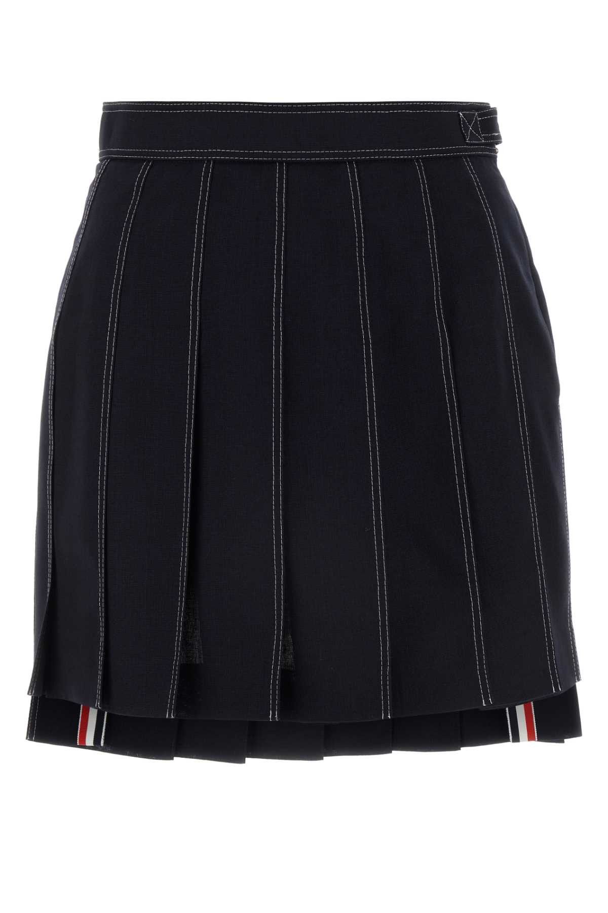 image of Thom Browne Midnight Blue Wool Skirt, Women's (Size 26)