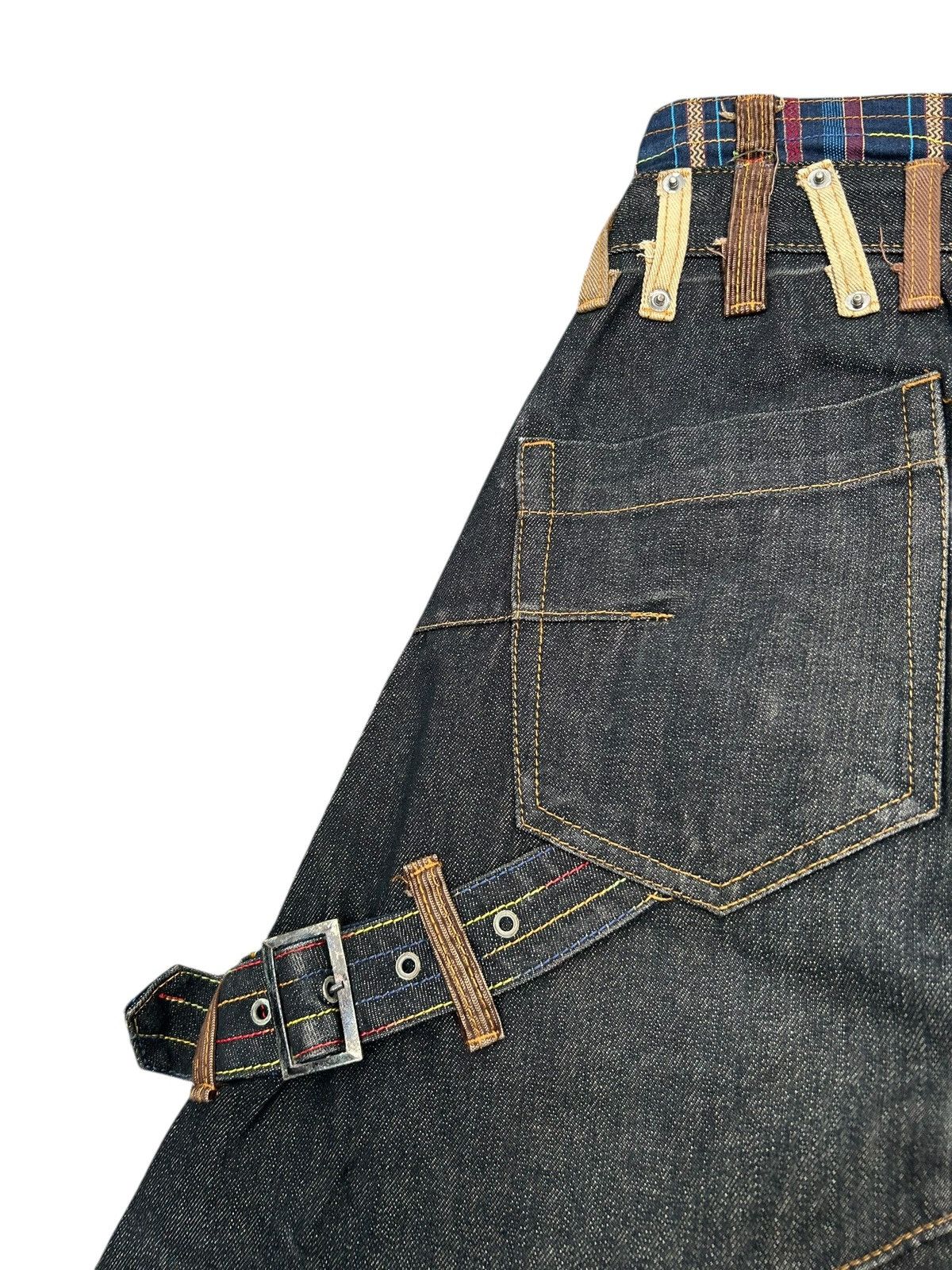 Japanese Brand × Kapital × Vintage Double Waist Japanese Punk Bondage Denim Jeans Size US 31 - 6 Thumbnail