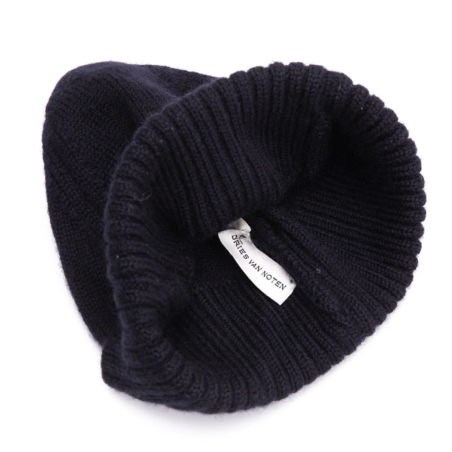 Dries Van Noten Wool Ribbed Knit Cap in Navy Blue Size ONE SIZE - 10 Thumbnail