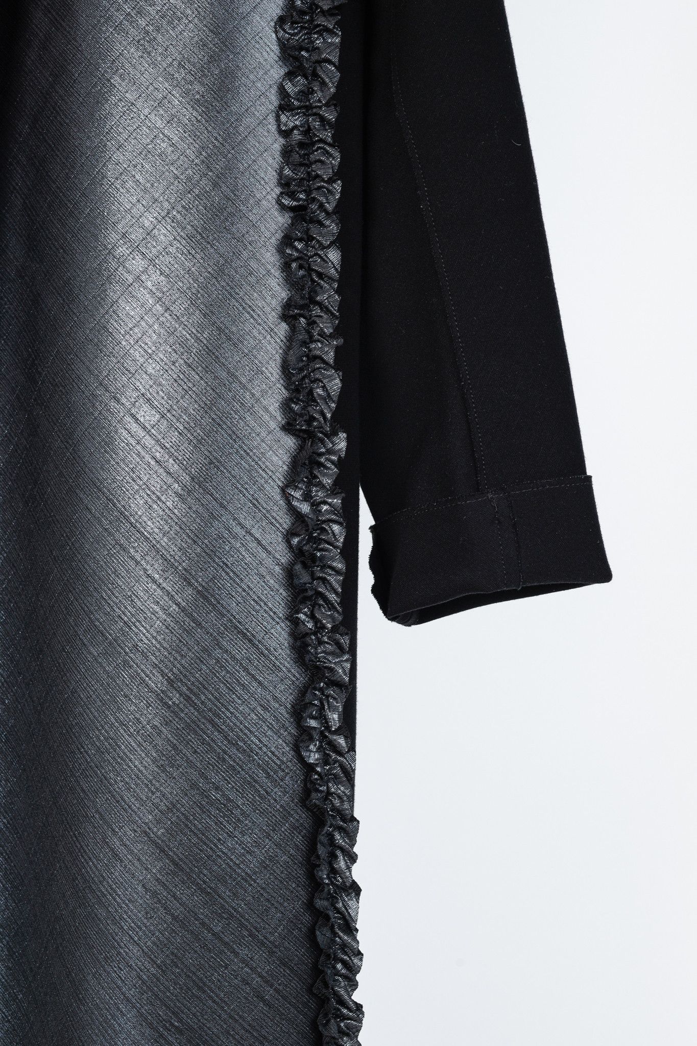 Marie Saint Pierre Marie Saint Pierre Metallic Ruffle Ponte Open-Front Coat Size L / US 10 / IT 46 - 6 Thumbnail