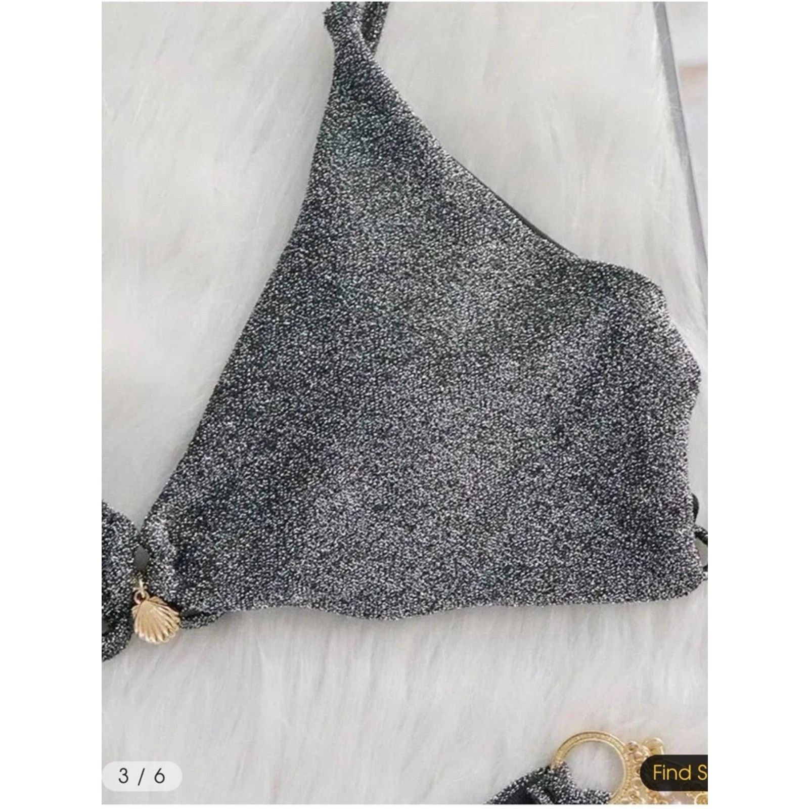 Other Sparkling Silver Two-Piece Bikini with Gold Charm Accents M Size ONE SIZE - 5 Thumbnail