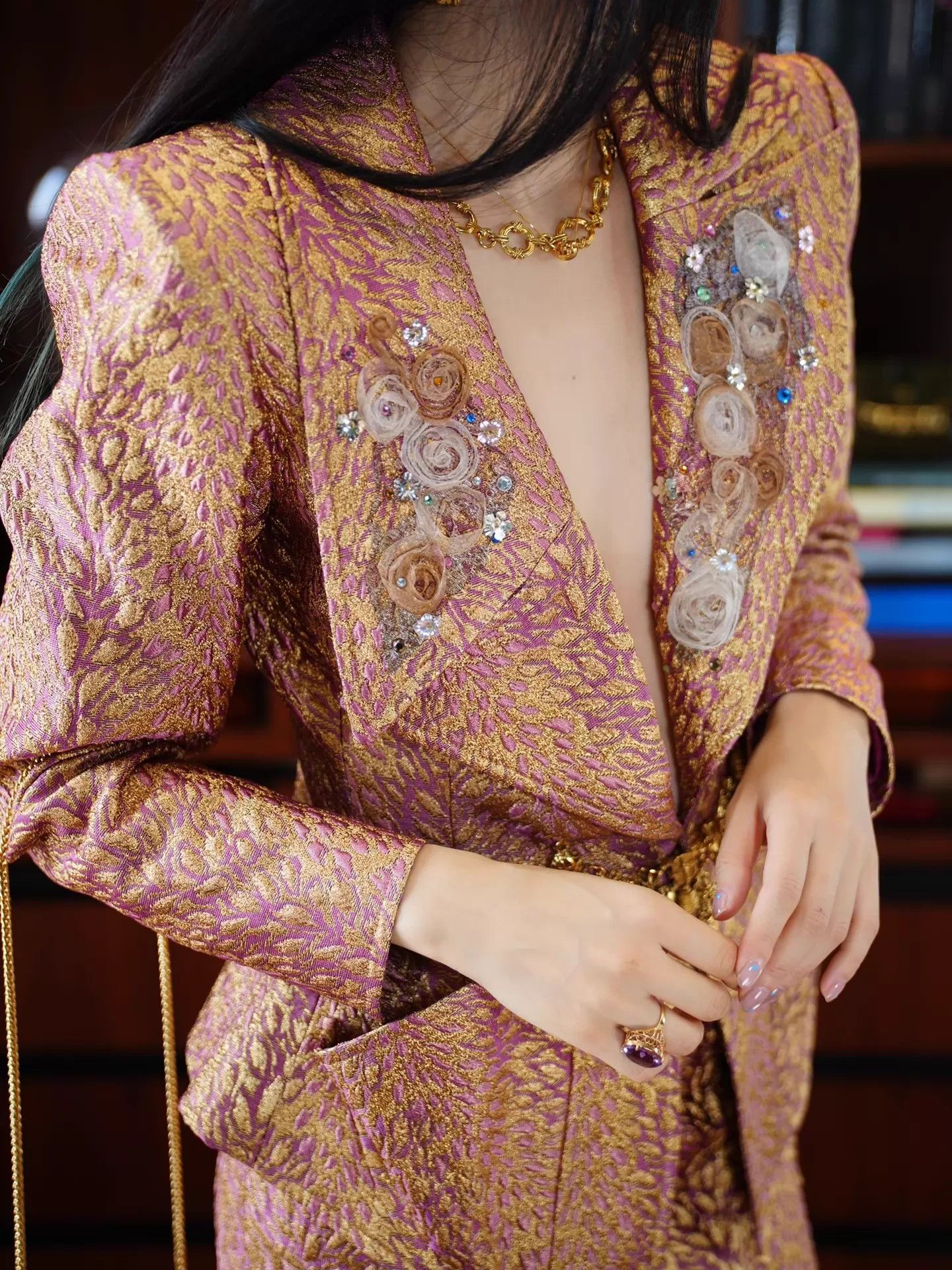 Christian Lacroix Christian Lacroix 1995 FW 2pc Wool Suit Gold-Embroidered Size XS / US 0-2 / IT 36-38 - 8 Thumbnail