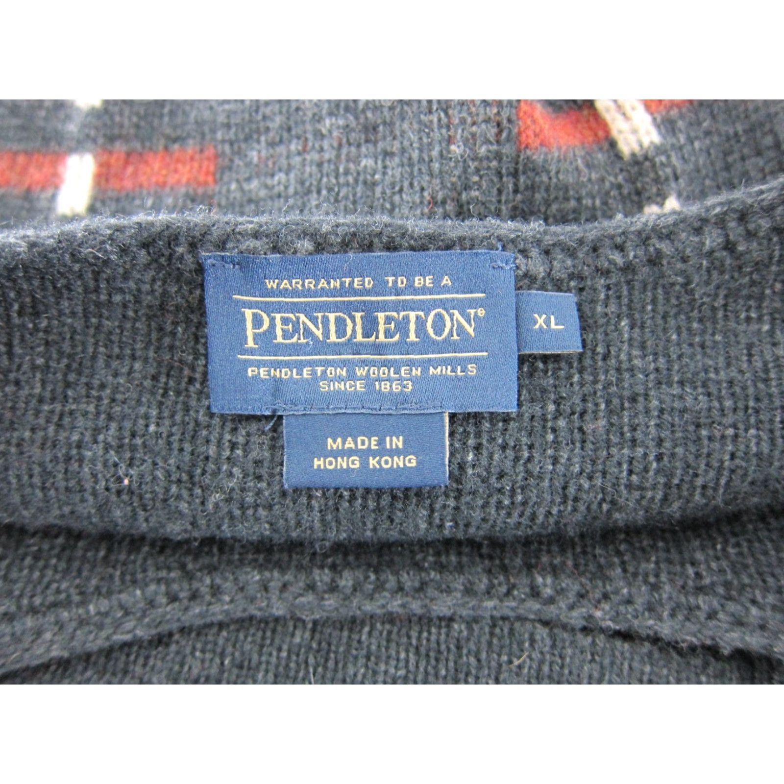 Pendleton VINTAGE Pendleton Pullover Sweater Men XL Wool Grey Orange Ivory Cross Hong Kong Size US XL / EU 56 / 4 - 3 Thumbnail