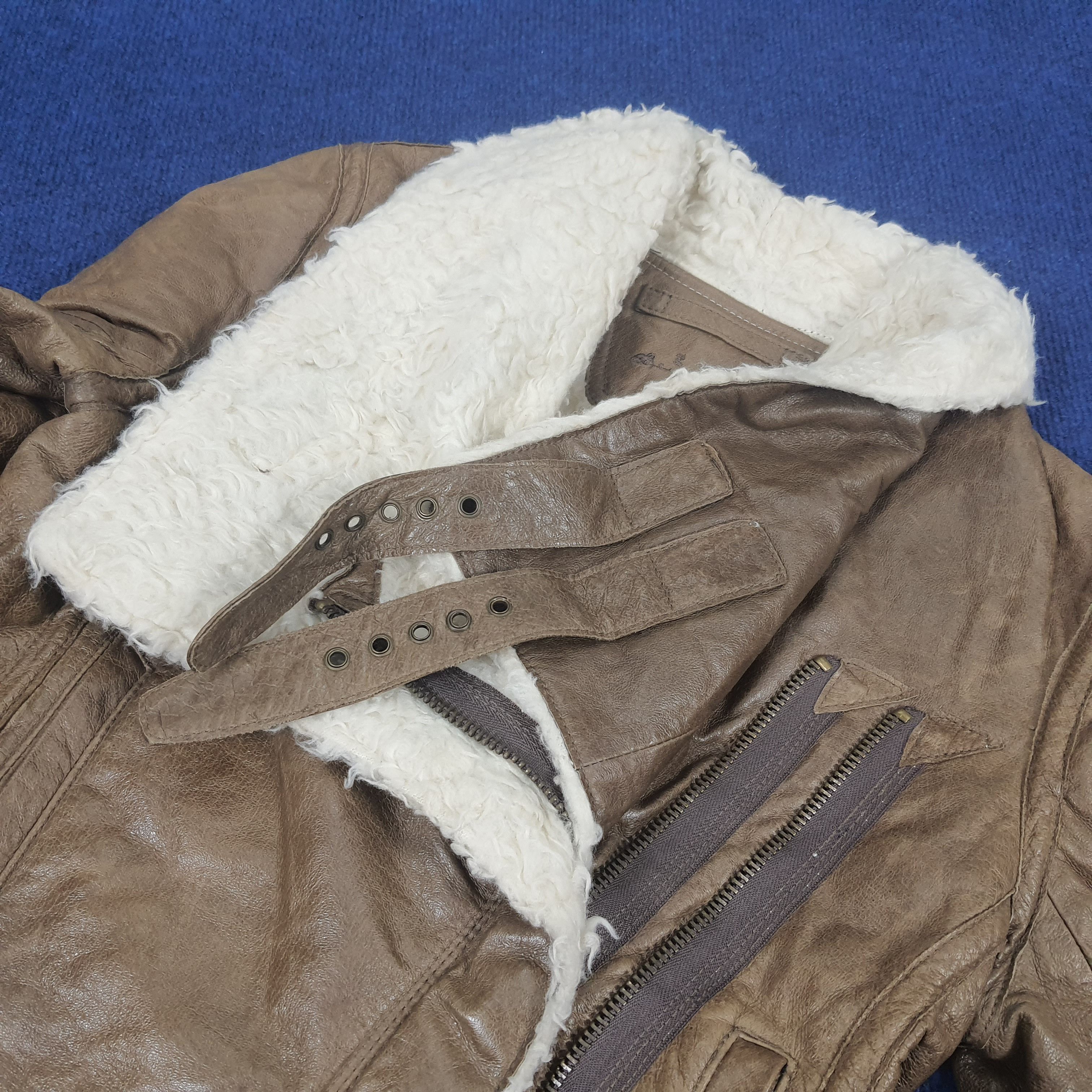 Designer Vintage Goa Designer Leather Fleece Jacket C162N5 Size XS / US 0-2 / IT 36-38 - 3 Thumbnail