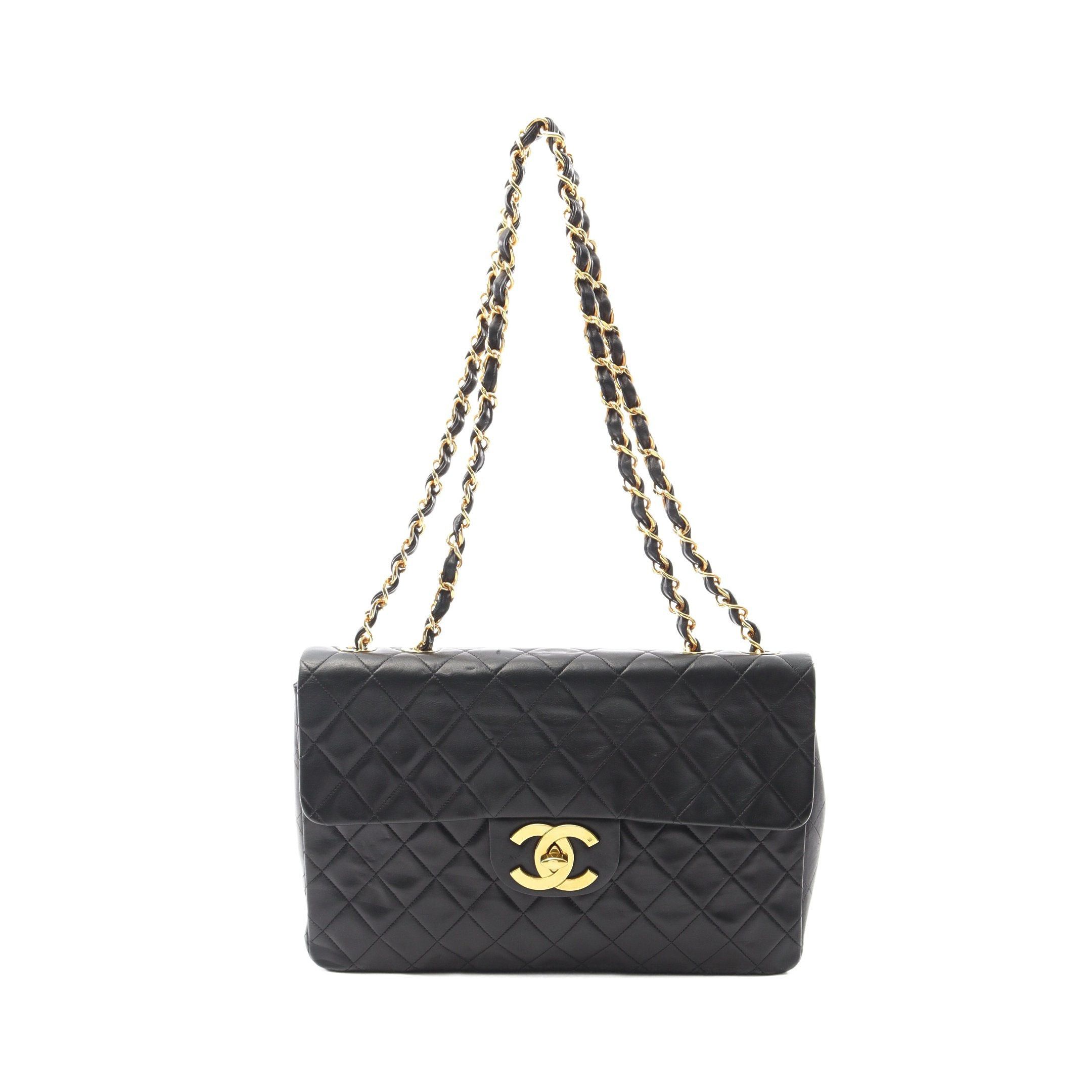 Chanel Chanel Decamatlassé 34 Double Chain Shoulder Bag Lambskin Black Gold Hardware Size ONE SIZE - 1 Thumbnail