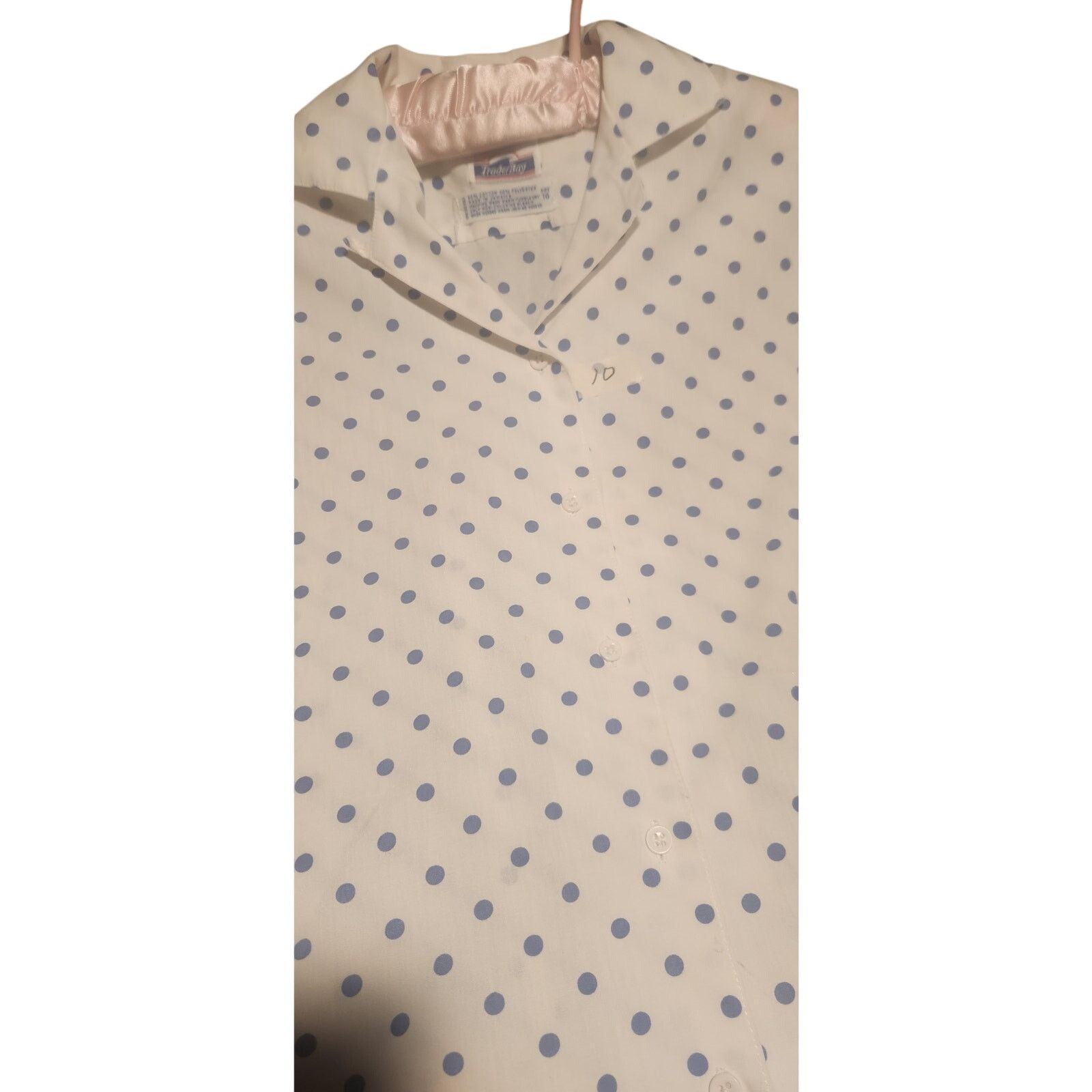 Trader Bay Vintage Trader Bay Womens 10 White Polka Dot Button shirt Size L / US 10 / IT 46 - 3 Thumbnail