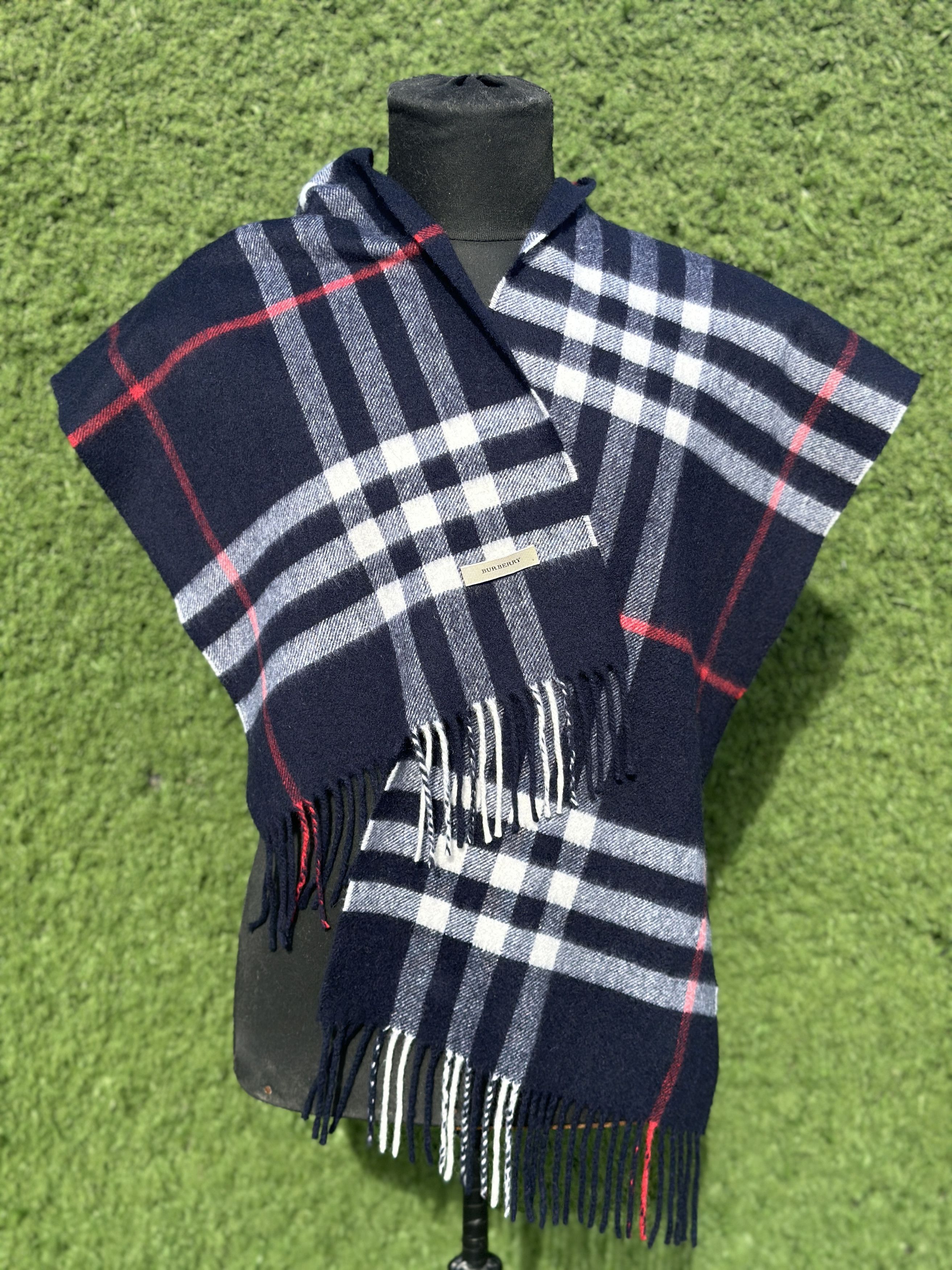 Burberry Burberry 100% Cashmere Check Scarf Fringe Classic 180x30 Cm Size ONE SIZE - 10 Thumbnail