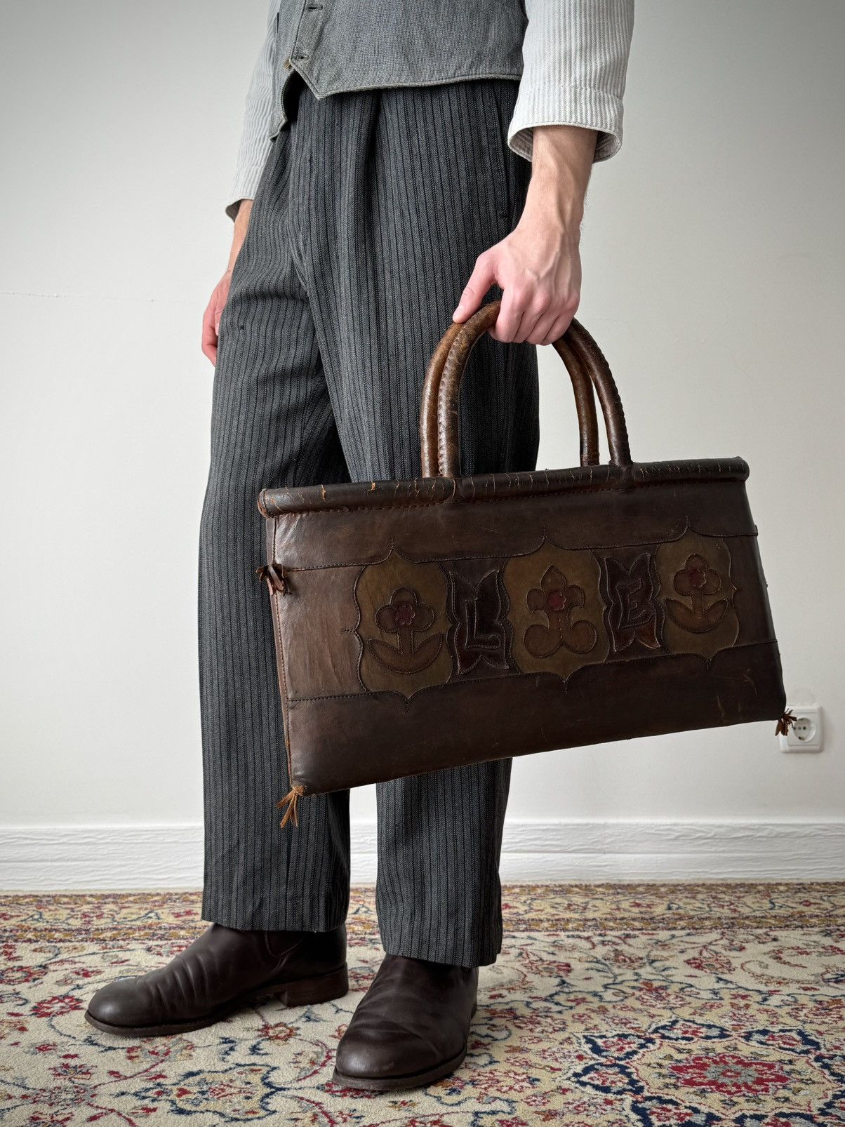 Japanese Brand Early 20th Century German Butcher Knife Leather Tote Bag Size ONE SIZE - 2 Thumbnail