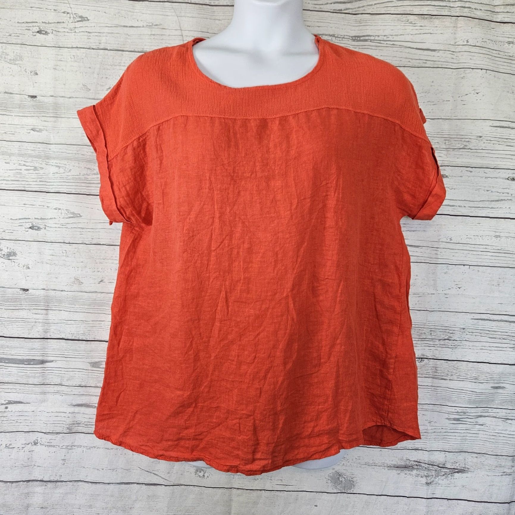 Vintage VINTAGE Saiph Lab Womens Linen Top Sz 2X Orange Short Sleeve Blouse Womens Size XXL / US 16-18 / IT 52-54 - 2 Thumbnail