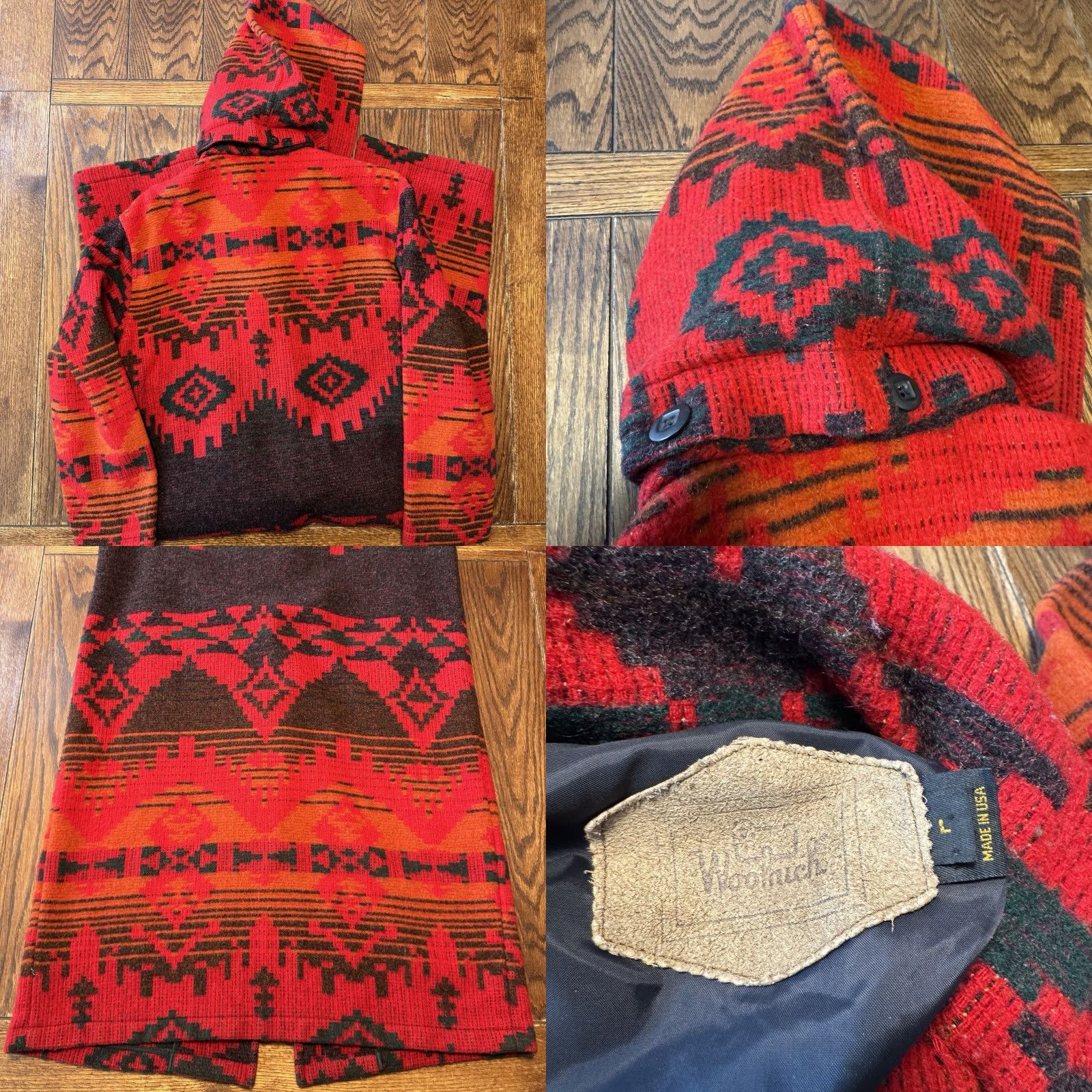 Vintage VTG Woolrich Wool Jacket Women Large Red Aztec Duster Blanket Trench Coat USA Long 52x24 Pit to Pit Size L / US 10 / IT 46 - 9 Thumbnail