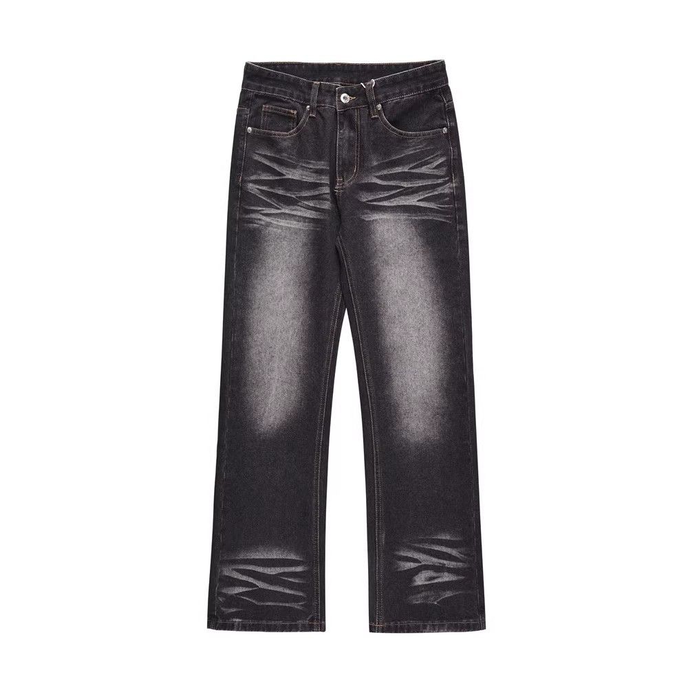 Japanese Brand Washed embossed straight trendy casual wide-leg jeans Size US 32 / EU 48 - 1 Thumbnail