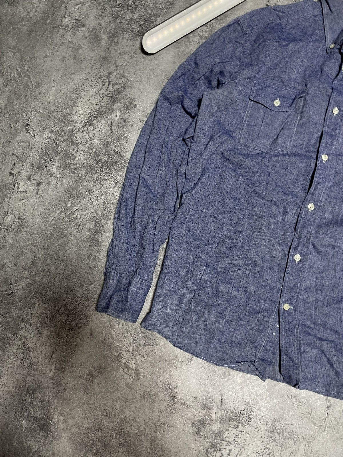 Maison Kitsune Maison Kitsune Striped Logo Button Up Shirt Size US M / EU 48-50 / 2 - 3 Thumbnail