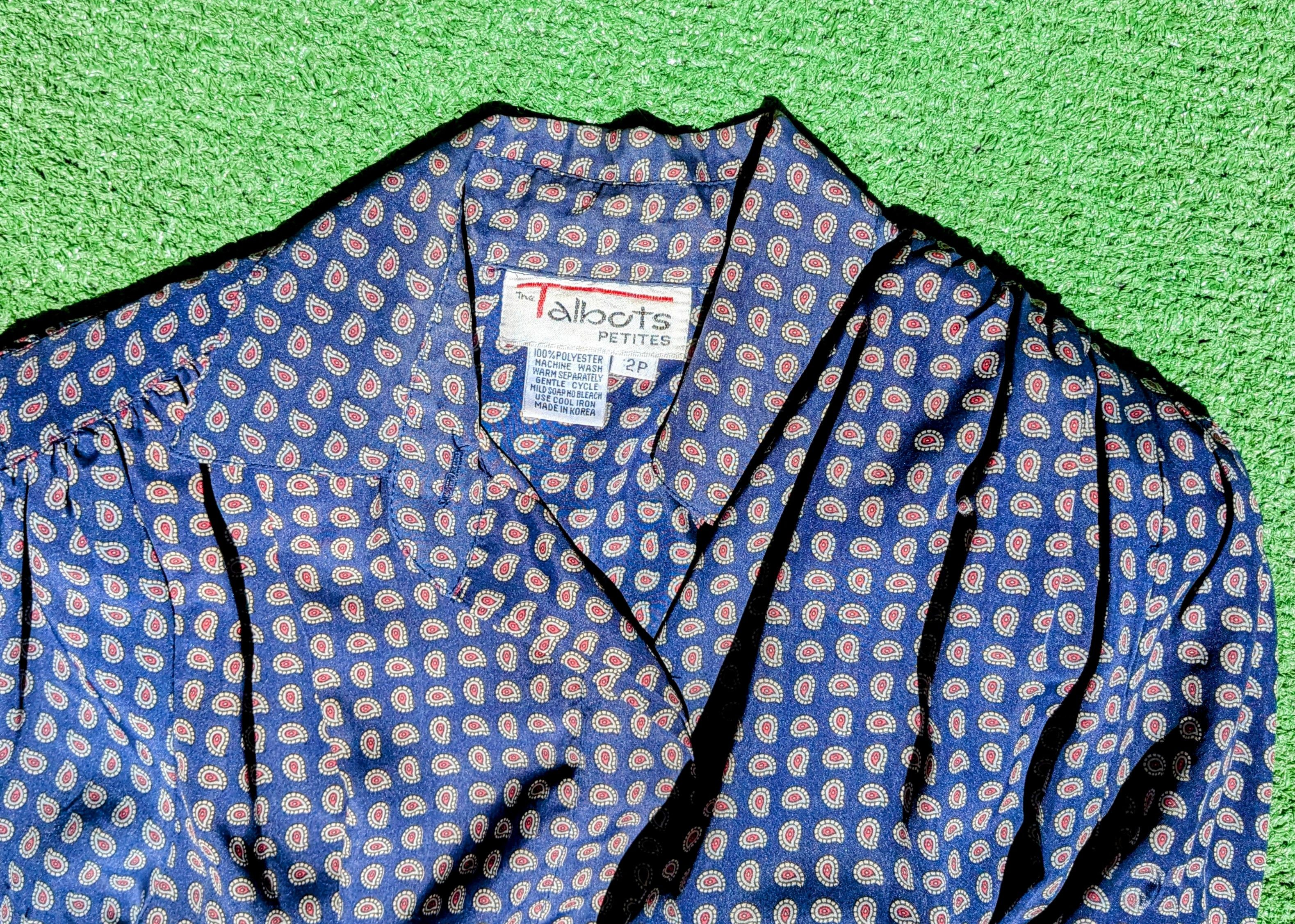 Vintage Vintage 1980s Paisley Talbots Petites 2P Midi Blouson Dress Size XS / US 0-2 / IT 36-38 - 5 Thumbnail