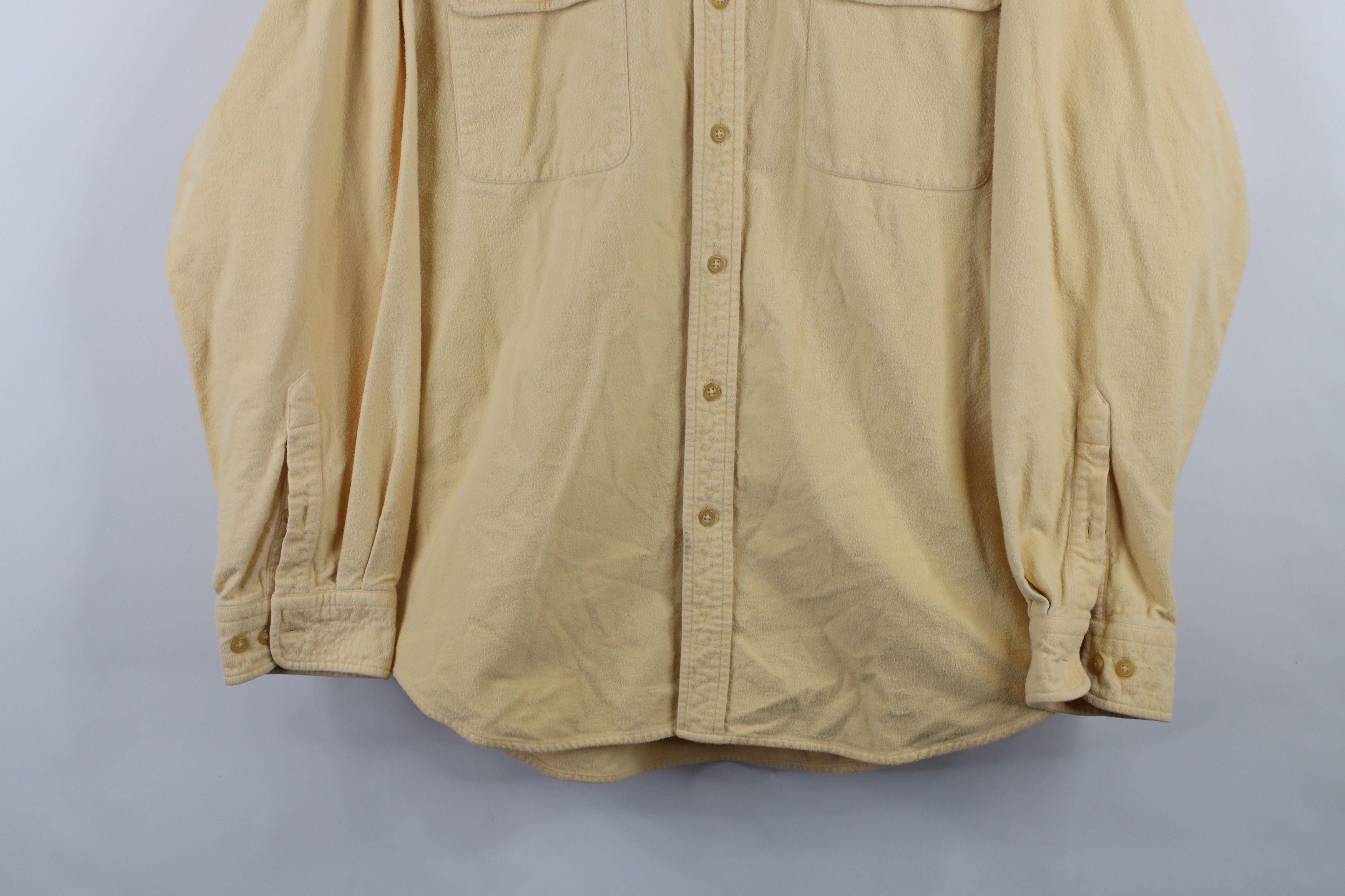 Lands' End × Vintage Vintage 90s Lands End Chamois Cloth Button Shirt Yellow Size US XL / EU 56 / 4 - 3 Thumbnail