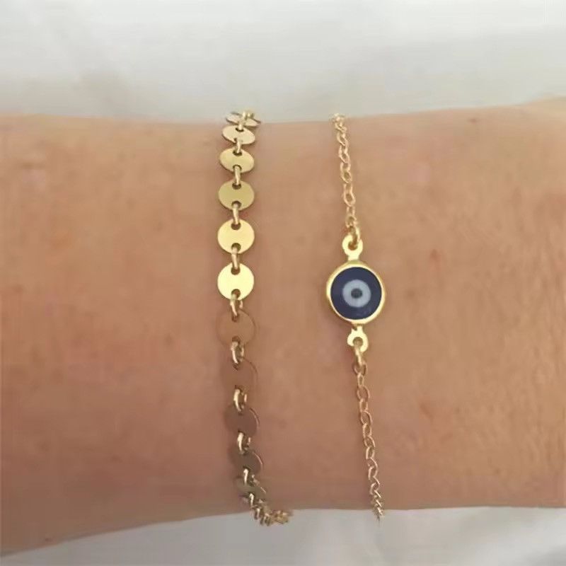 Jewelry EVIL Eye Glass Beads Gold Chain Bracelet Size ONE SIZE - 4 Thumbnail