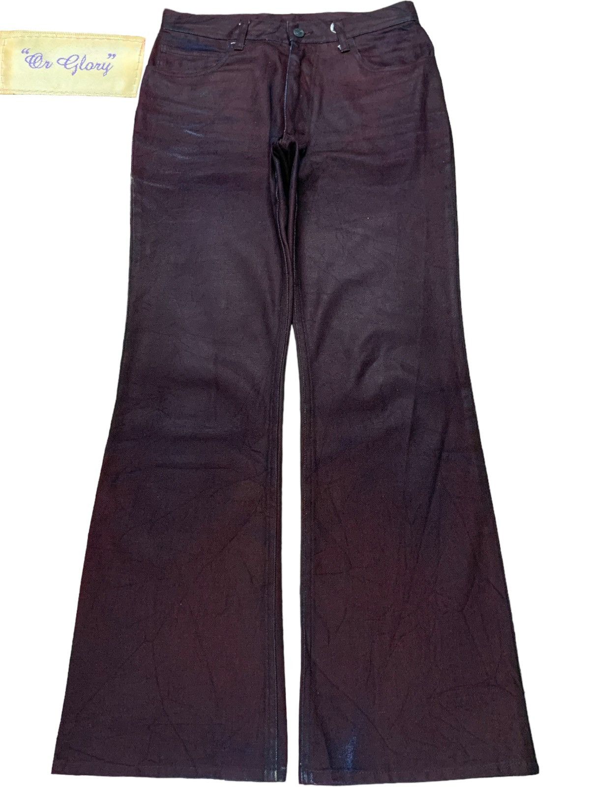 Or Glory Vintage Japanese Or Glory Waxed Leather Style Flared Jeans Size US 28 / EU 44 - 1 Thumbnail