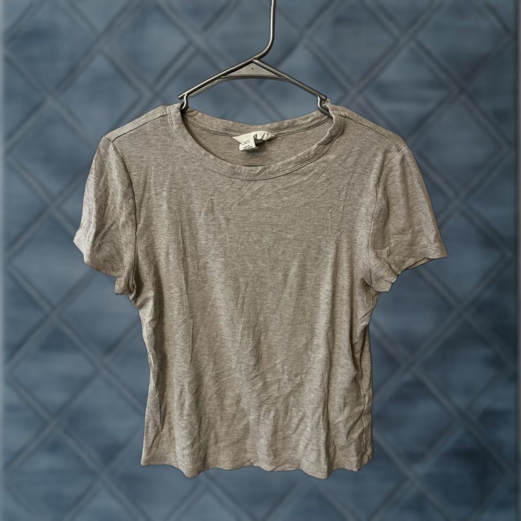 H&M H&M Top Women XL Gray Waffle Solid Cotton Blend Short Sleeve T-Shirt Women’s Size XL / US 12-14 / IT 48-50 - 1 Thumbnail
