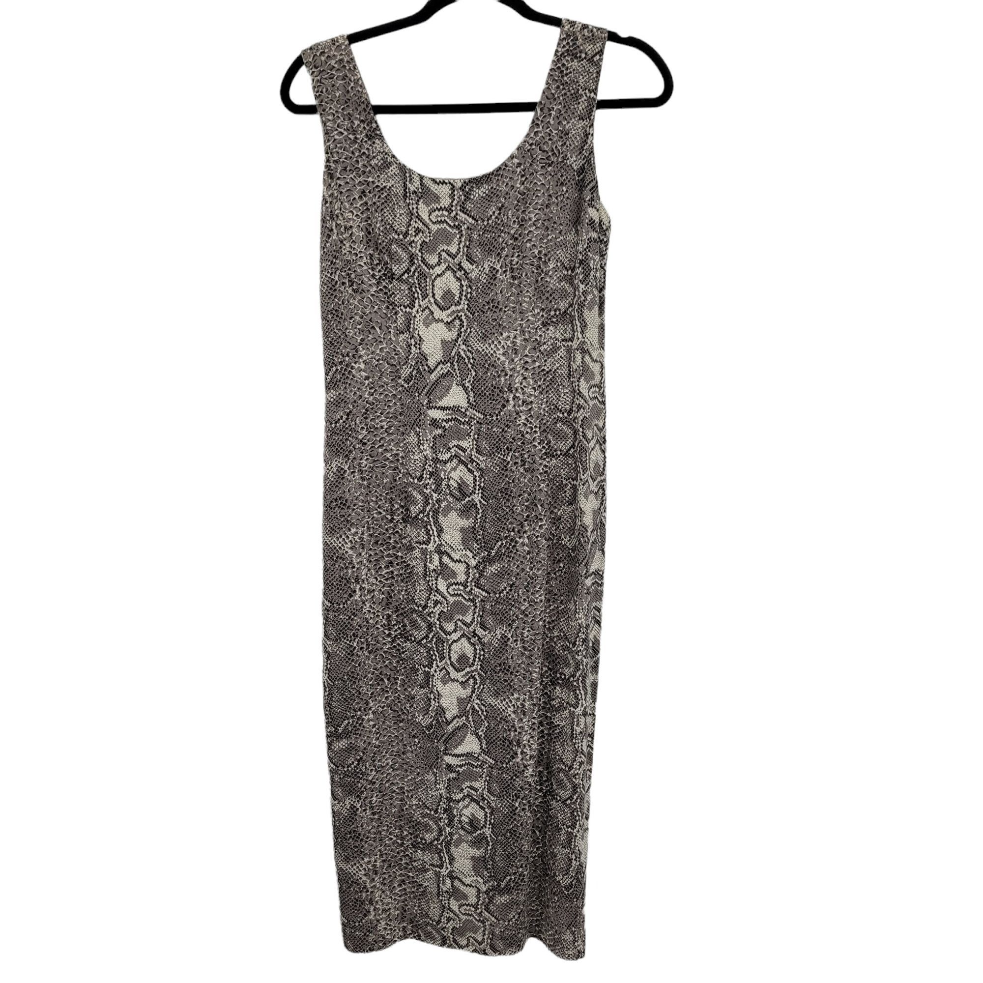 Taiga Vtg 90's Taiga Tank Midi Dress Sz S Gray Snake Sleeveless Sc Size XS / US 0-2 / IT 36-38 - 9 Thumbnail