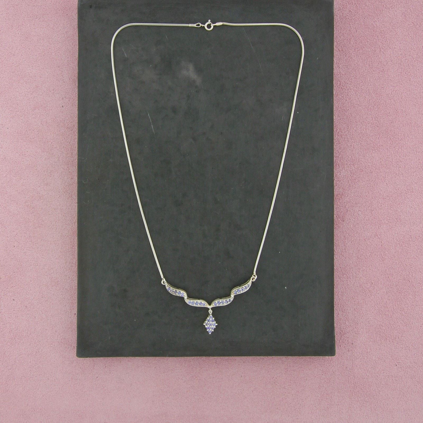 Sterling Silver sterling silver tanzanite dangle necklace size 18in Size ONE SIZE - 1 Thumbnail