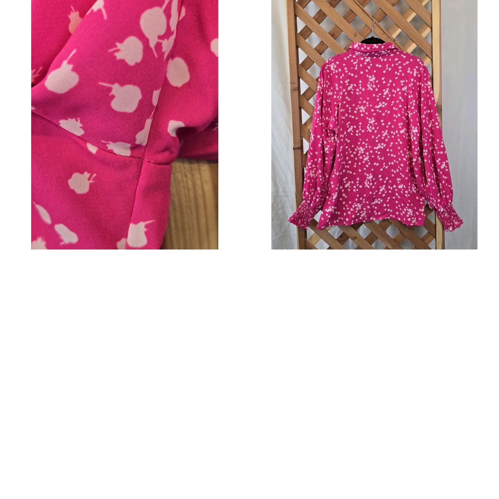 Vintage DOKOTOO Blouse - Womens Casual V Neck Long Sleeve Button Down - Pink - Size L - Polyester - Easy Care - Ruffle - Regular Fit Size L / US 10 / IT 46 - 9 Thumbnail