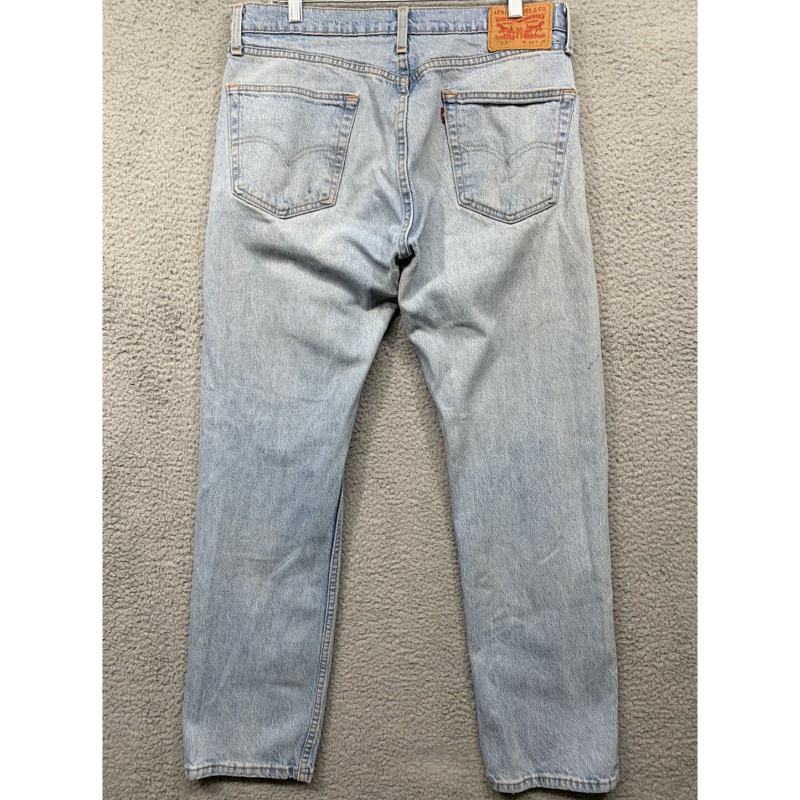 Levi's Levi's 505 Jeans Mens 34 x 30 Straight 5-Pocket Rivets LOGO Red Tab Light Blue Denim Cotton Elastane Regular Rise Mid Vintage: No Size US 34 / EU 50 - 4 Thumbnail