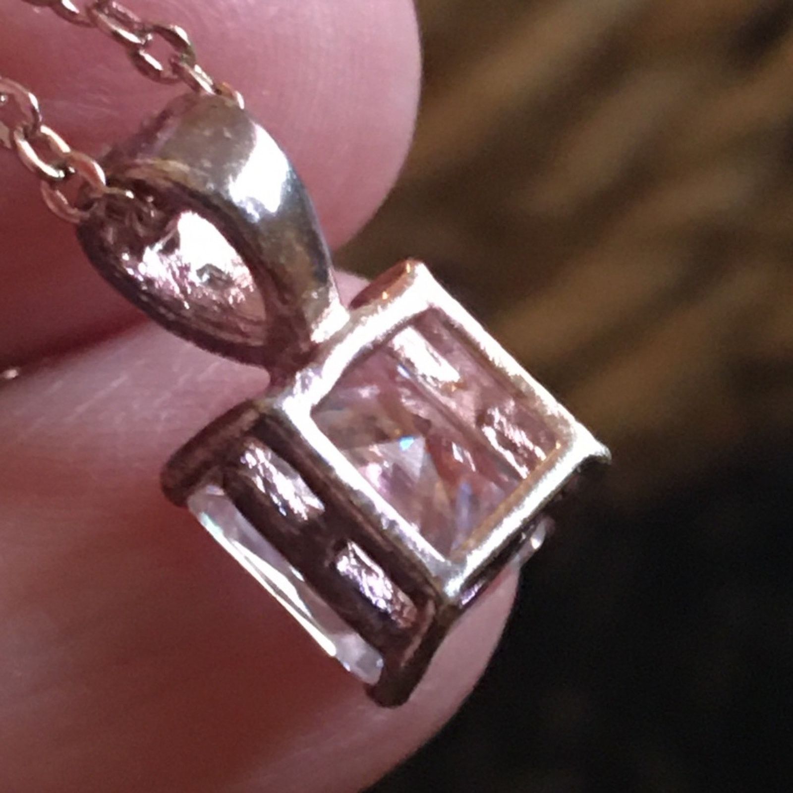 Vintage Vintage square cut cubic zirconia pendant on chain Size ONE SIZE - 8 Thumbnail