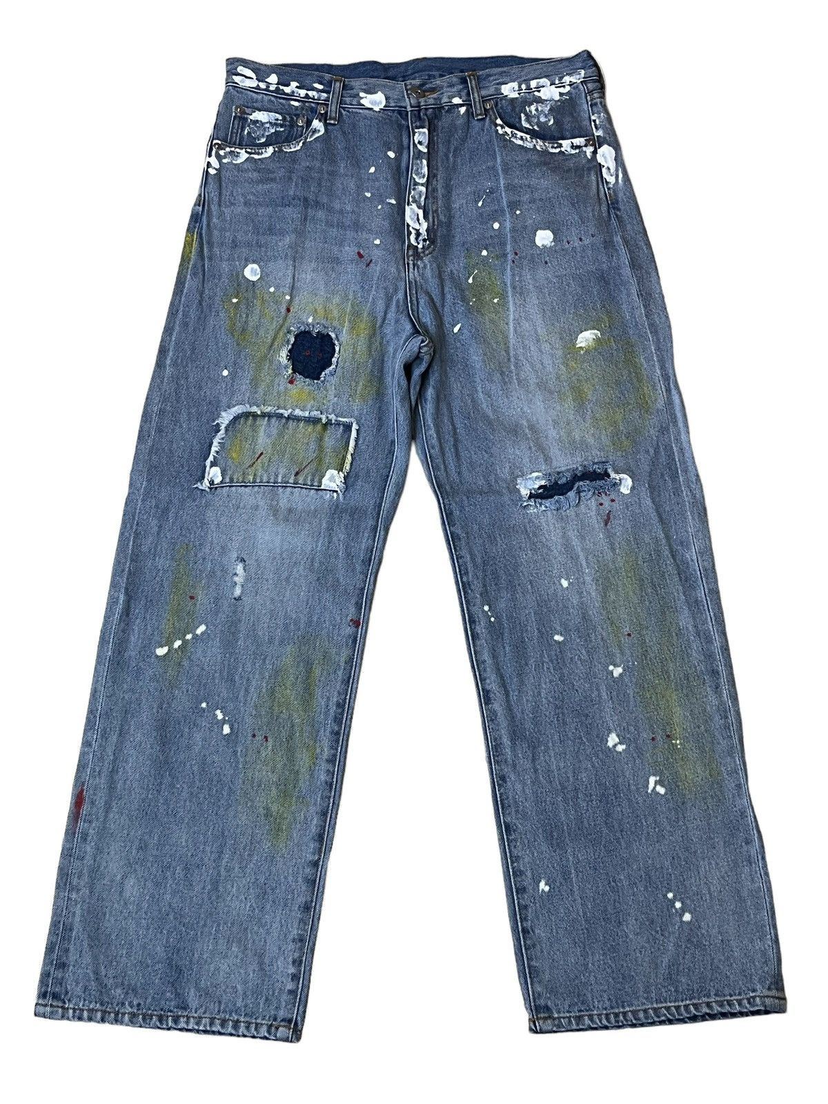 Japanese Brand BAGGY🔥🔥GALLIS ADDICTION COLOURFULL PAINT WIDE JEANS Size US 33 - 1 Thumbnail