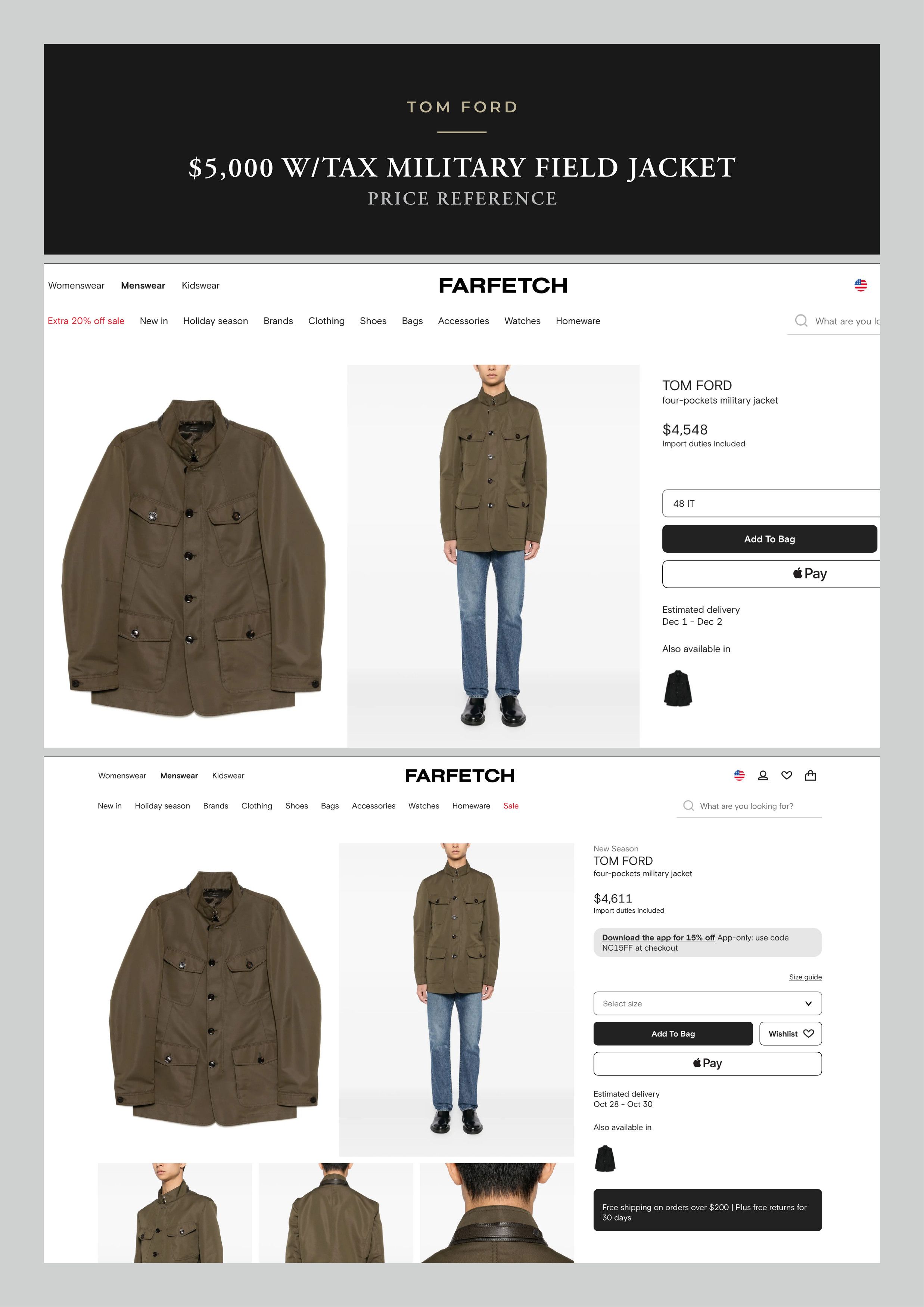 Tom Ford Ultimate New $5K w/tax Coveted Leather Accents Field Jacket Size US L / EU 52-54 / 3 - 8 Thumbnail