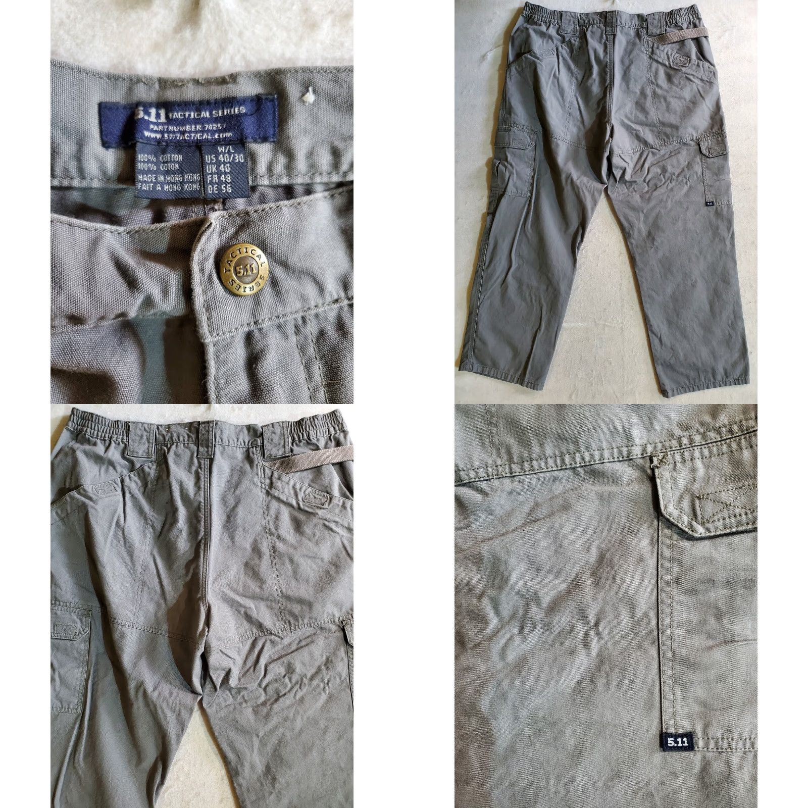 Vintage 5.11 Tactical Pants Mens 40x30 Cargo Pockets Tan & Gray 2 Pair 74251 Relaxed Straight Canvas 100% Cotton Utility Workwear Casual Size US 40 / EU 56 - 9 Thumbnail