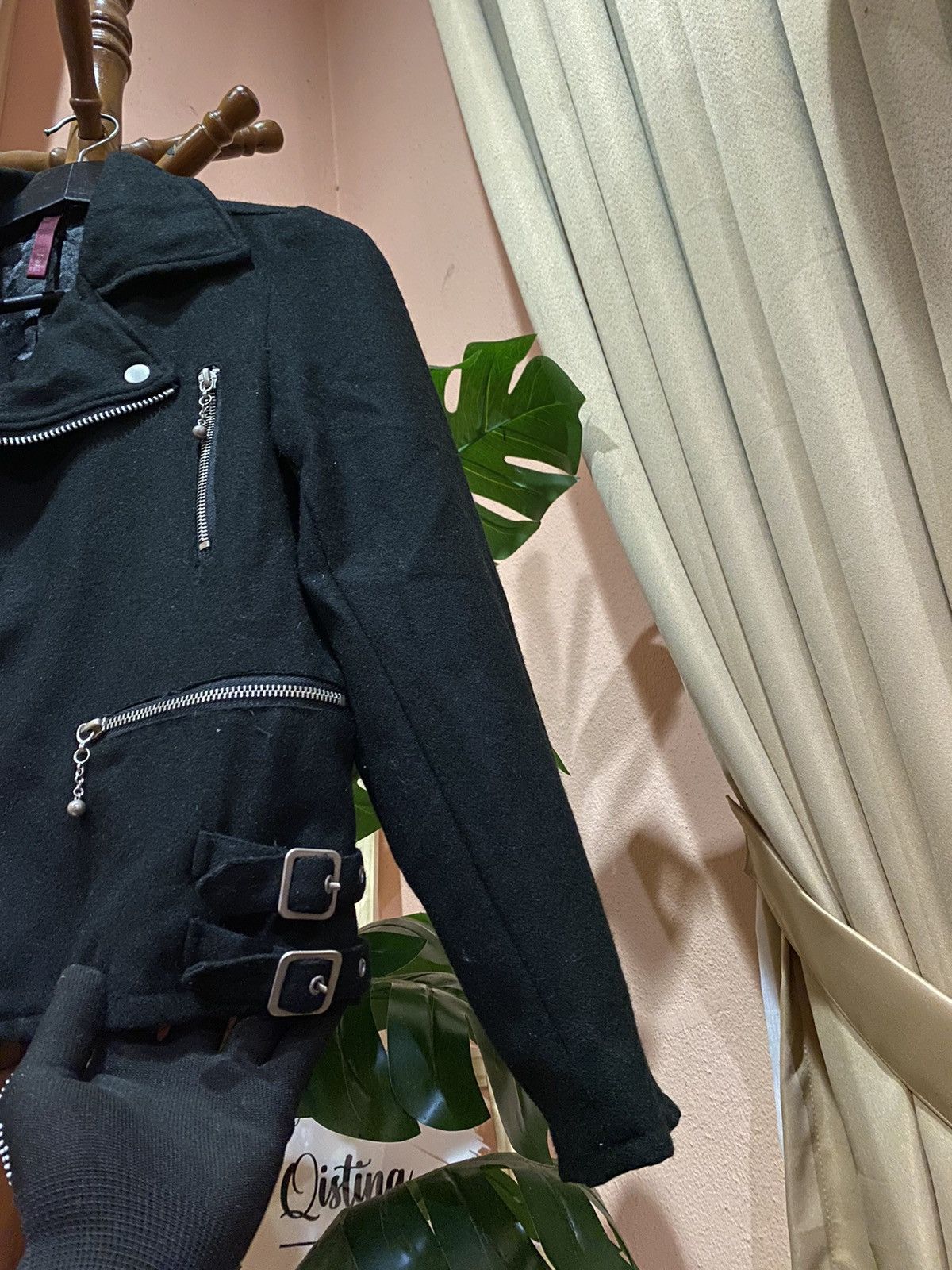 If Six Was Nine × Japanese Brand Black Wool-Blend Biker Jacket | Modern Chic Moto Style Size US XS / EU 42 / 0 - 5 Thumbnail