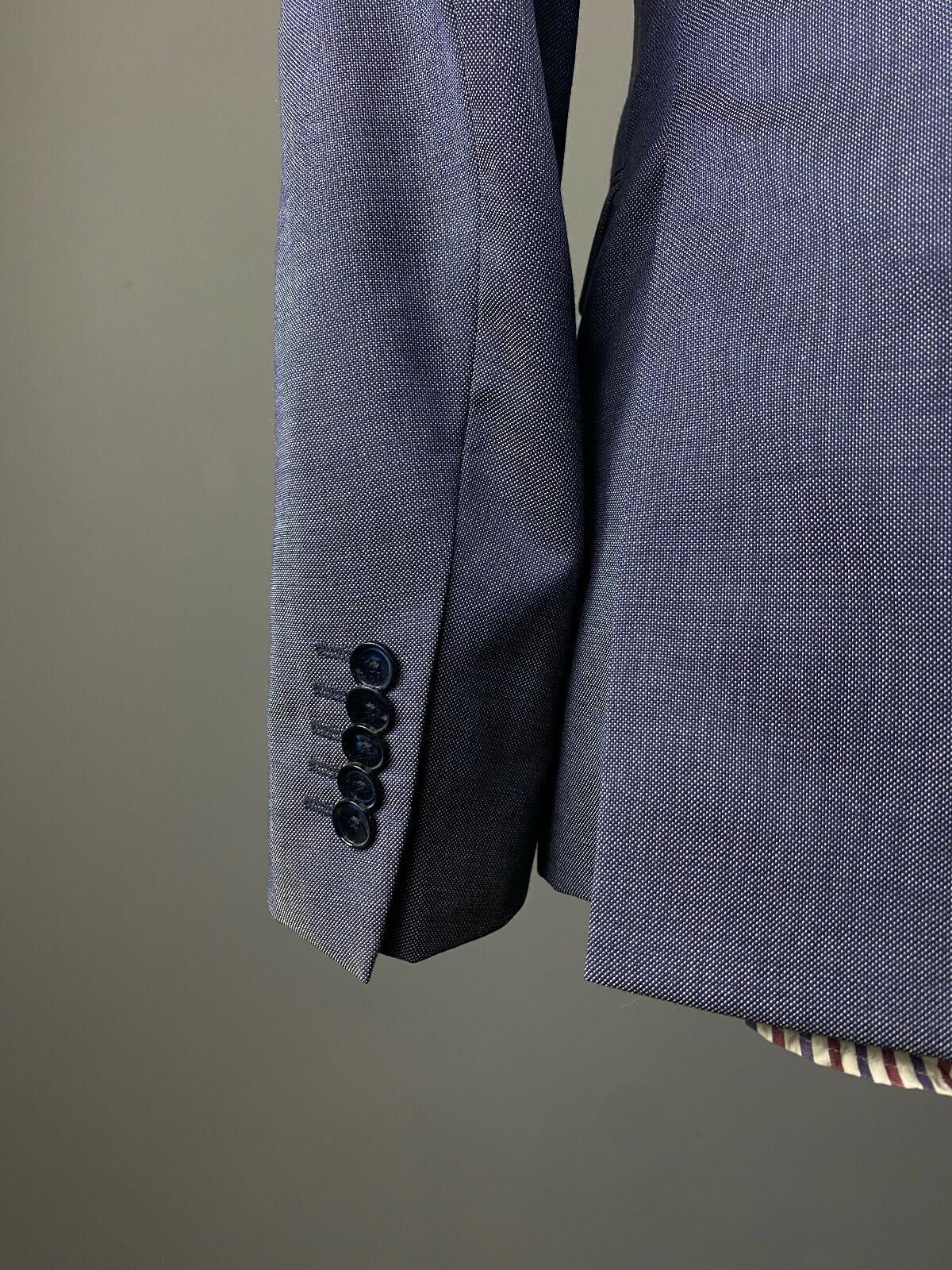 Paoloni Men Paoloni Blue Wool Two Button Sport Coat Balzer Size 50 Size 40R - 7 Thumbnail