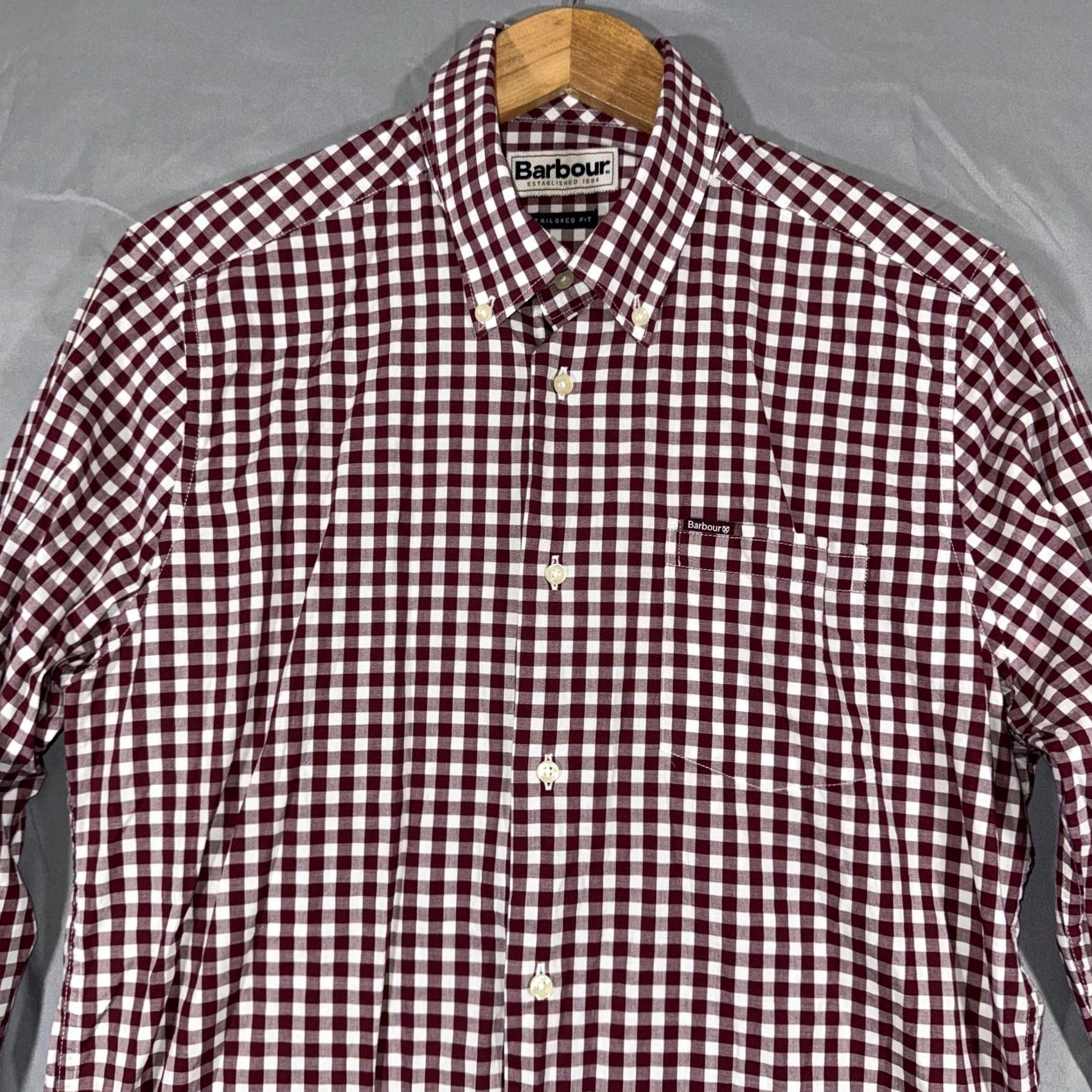 Barbour Barbour Shirt Mens Small Red White Gingham Tailored Fit Button Down Cotton Size US M / EU 48-50 / 2 - 3 Thumbnail