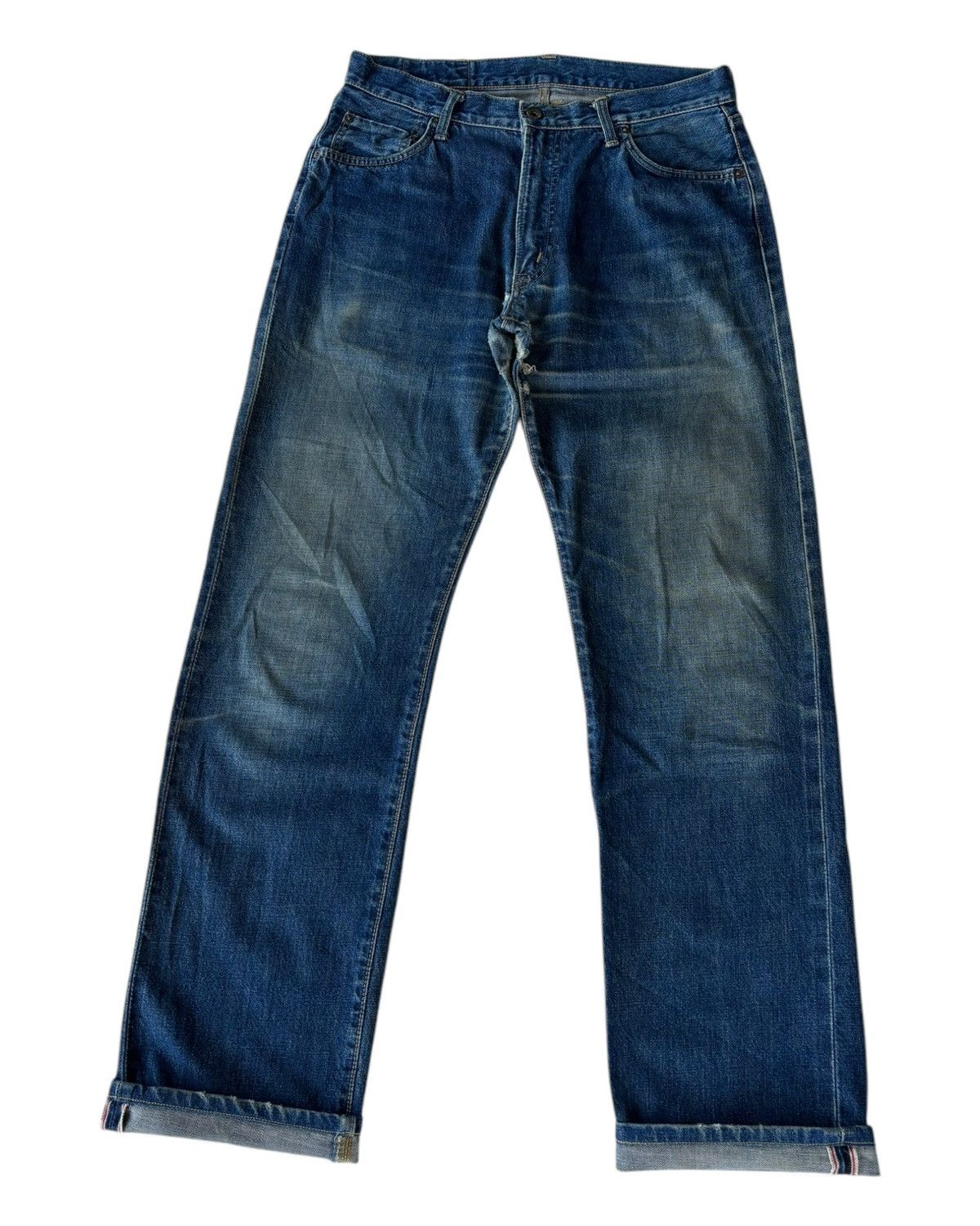 Edwin 🔥EDWIN 505xx SELVEDGE BAGGY JEANS RIPPED DISTRESSED DENIM Size US 33 - 9 Thumbnail