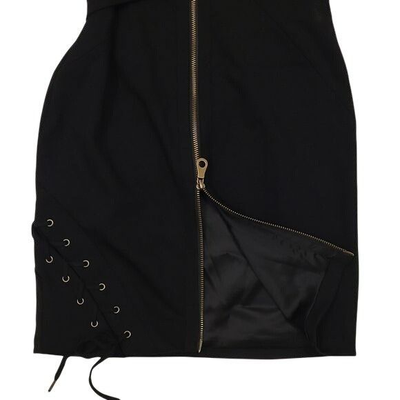 L.A.M.B. L.A.M.B Mini Bodycon Dress Lace Up Buckles One Shoulder Blac Size XS / US 0-2 / IT 36-38 - 14 Thumbnail