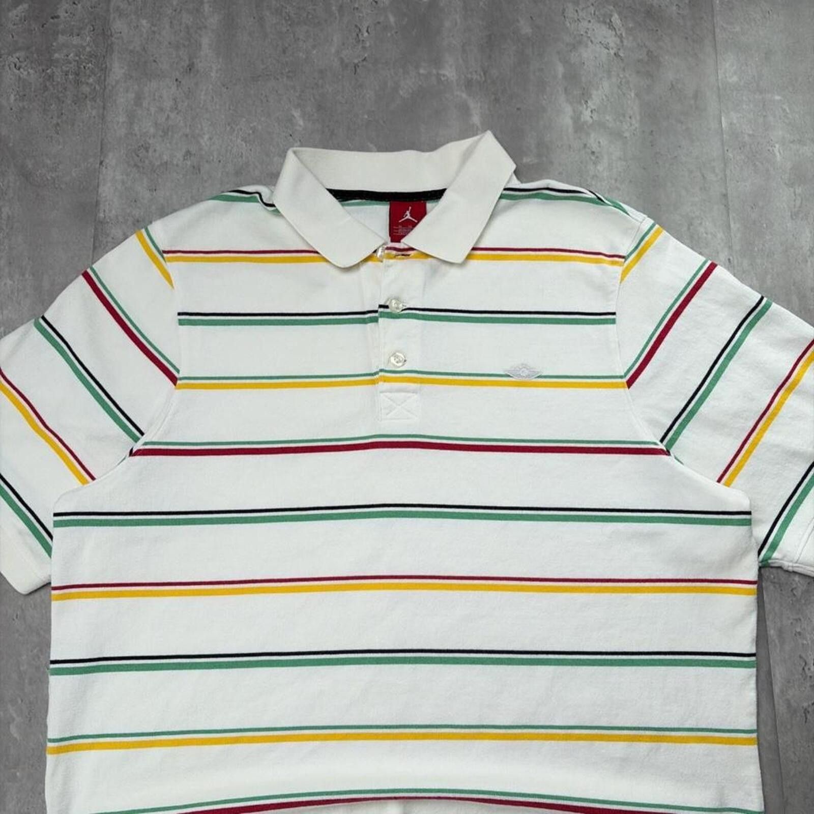 Jordan Brand Y2K White Air Jordan Striped Skater Polo Shirt Size US XL / EU 56 / 4 - 2 Thumbnail