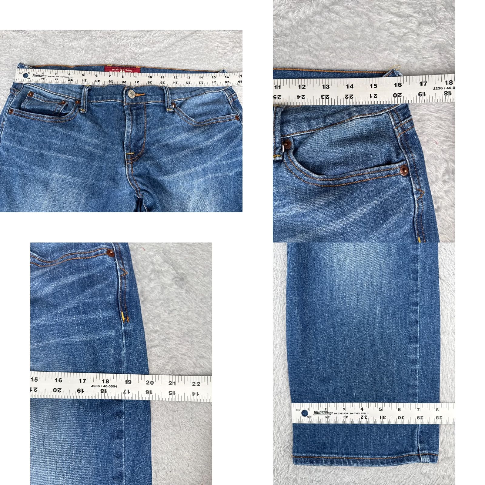 Lucky Brand Lucky Brand Jeans Womens 8 Blue Denim Cropped Straight Leg 31x24 Cop 5-Pocket Zipper Button Embroidered Distressed Cotton Stretch Regular Size 30" / US 8 / IT 44 - 9 Thumbnail