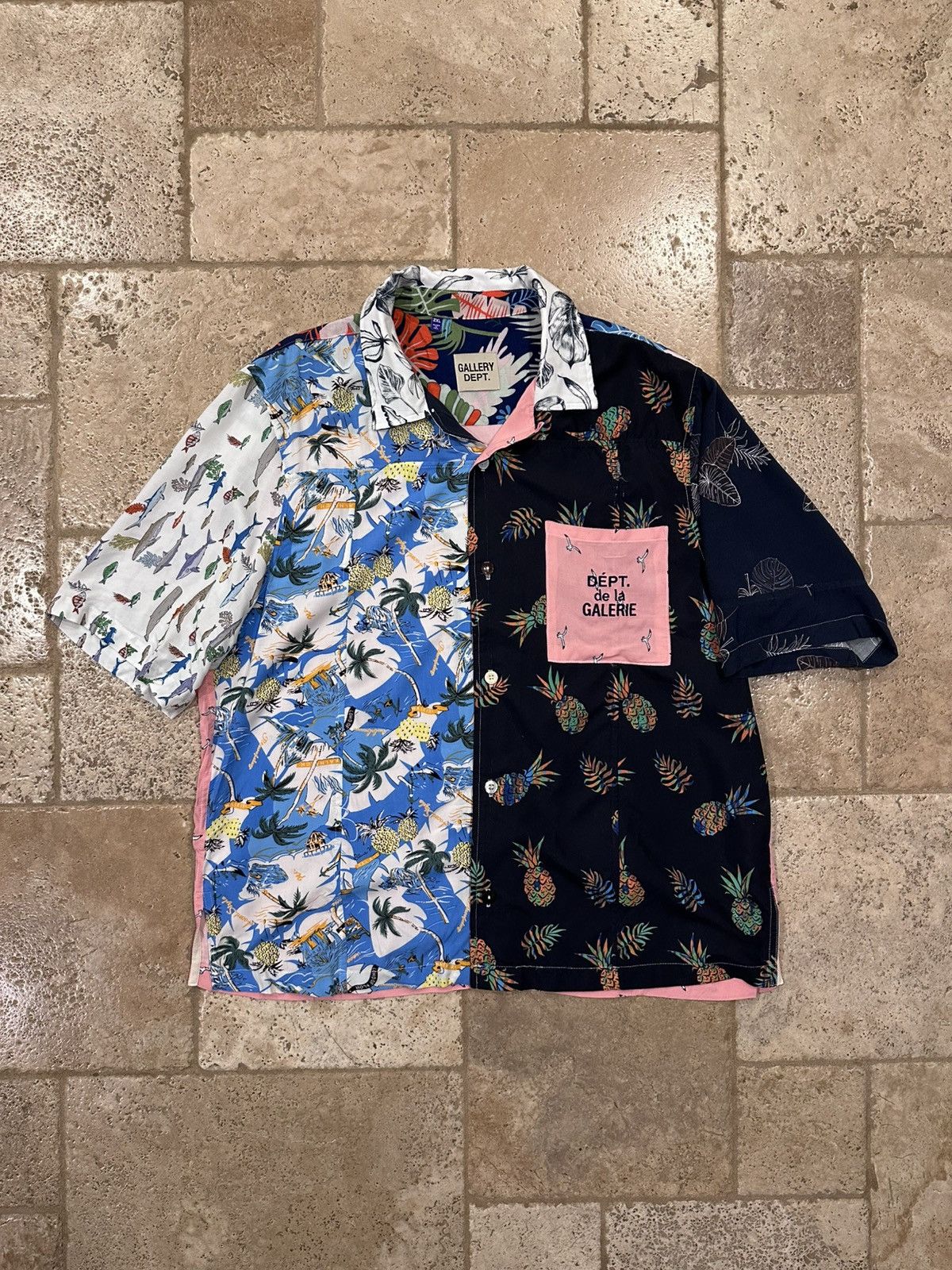 Gallery Dept. Gallery Dept Patchwork Hawaiian Button Up Parker Shirt Size US XXL / EU 58 / 5 - 3 Thumbnail