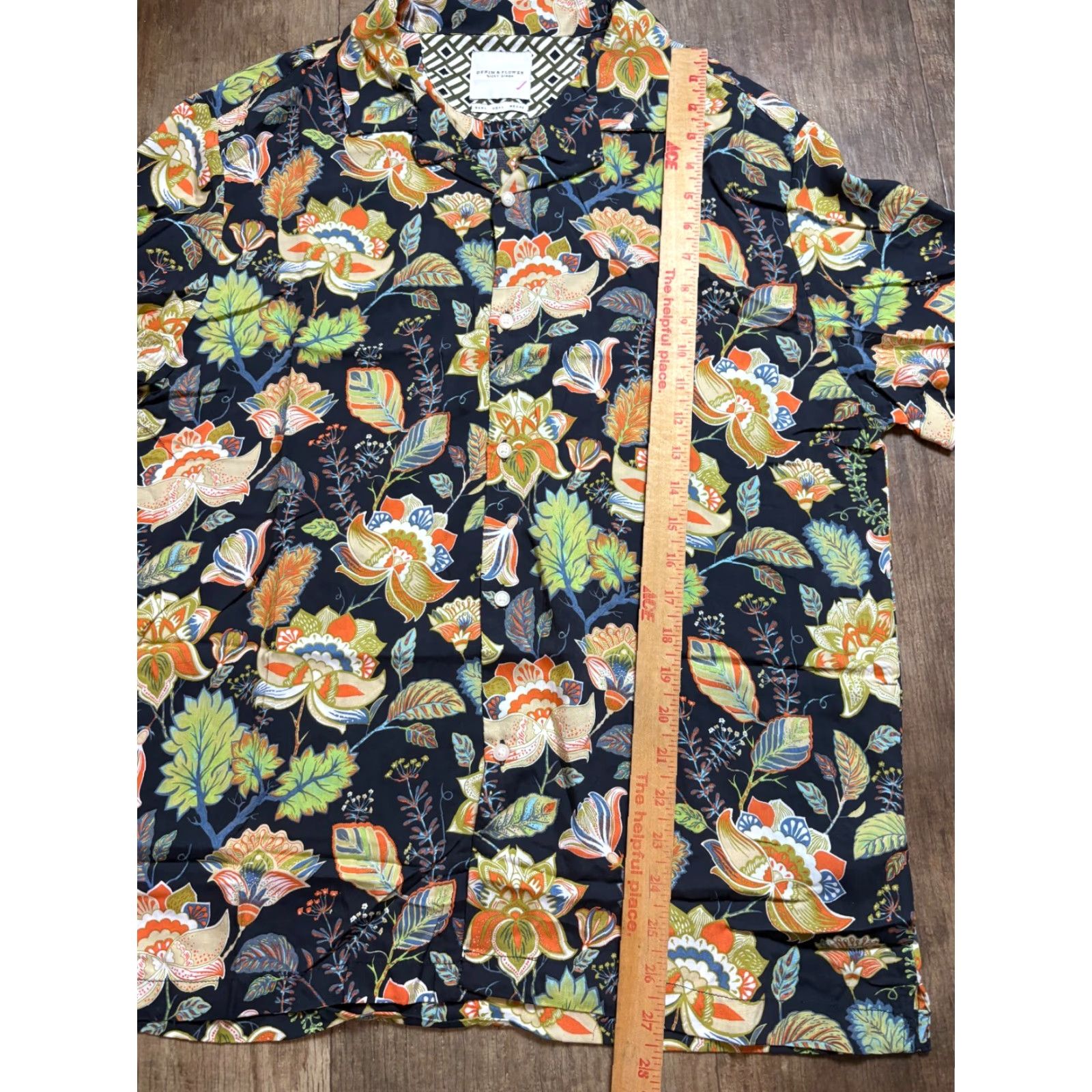 Vintage Denim & Flower Button Up Shirt Womens Large Blue Floral Viscose Top Collared Size L / US 10 / IT 46 - 2 Thumbnail