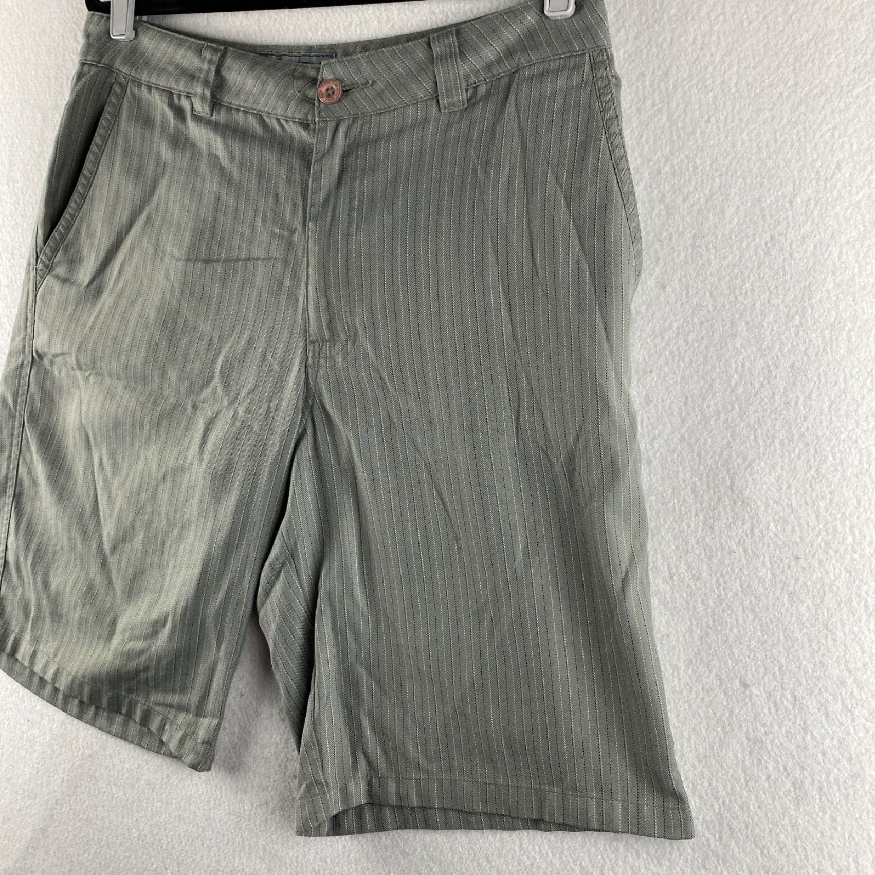 O'Neill O'Neill Mens Chino Shorts 32 Gray Button Slash Pockets Flat Front Striped Casual Size US 32 / EU 48 - 4 Thumbnail