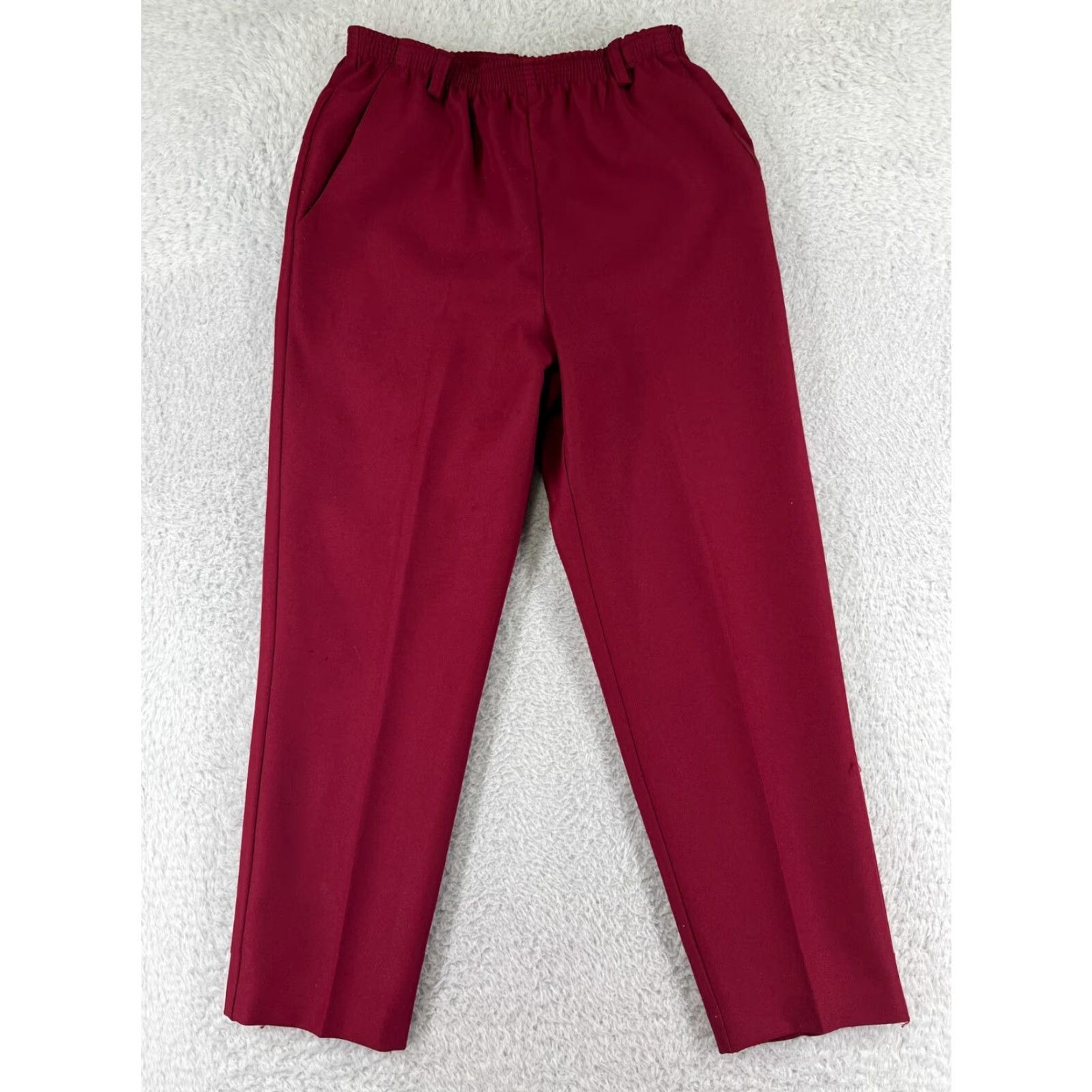 Vintage Classic Collection Pants Womens 10 Chino Regular High Rise Elastic Waist 100% Polyester Red Vintage No Size 32" / US 10 / IT 46 - 2 Thumbnail