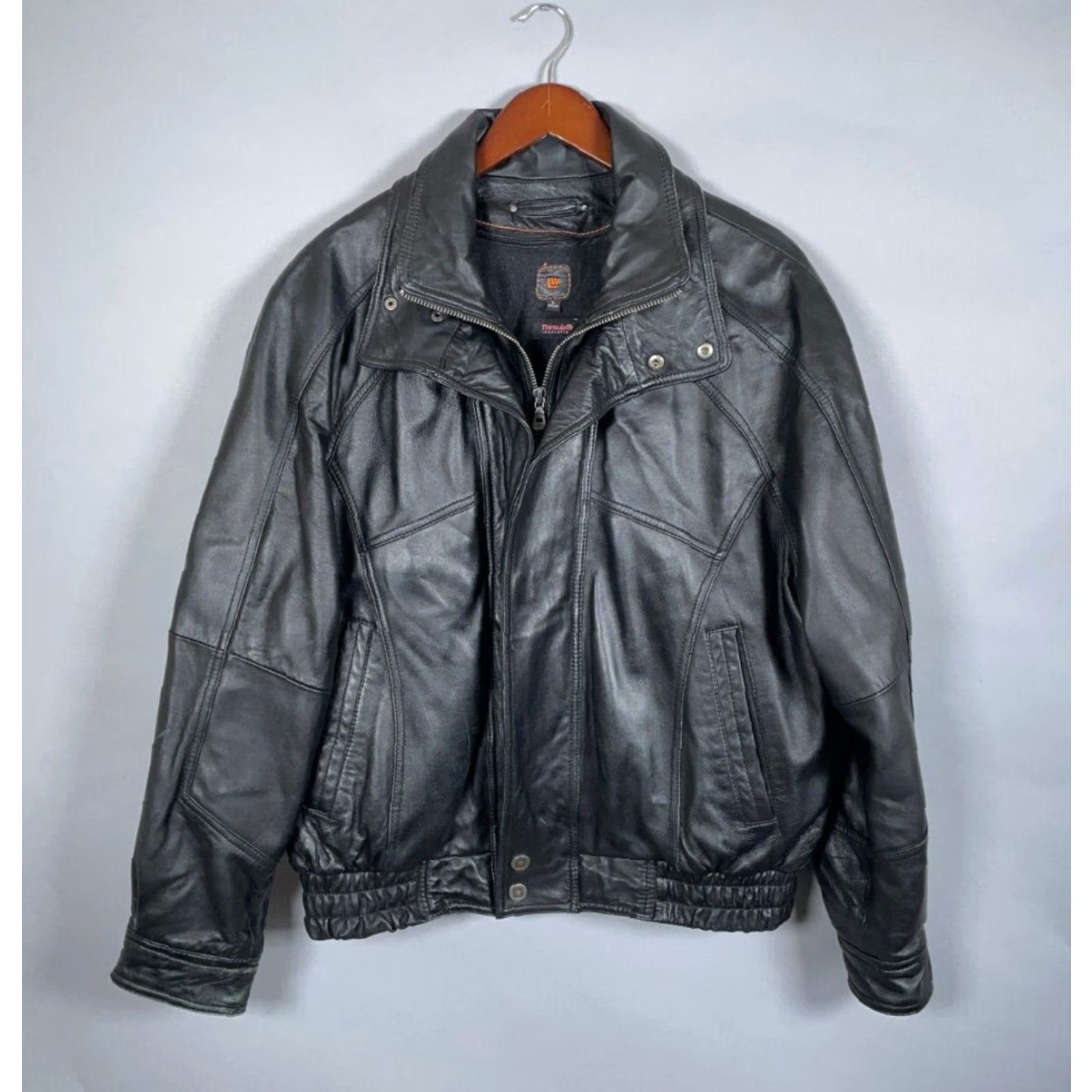 Vintage Wilsons Leather Jacket Adult Large Black + Wool Zip Out Liner Zip Up Short Coat Motorbike Style Size US L / EU 52-54 / 3 - 2 Thumbnail