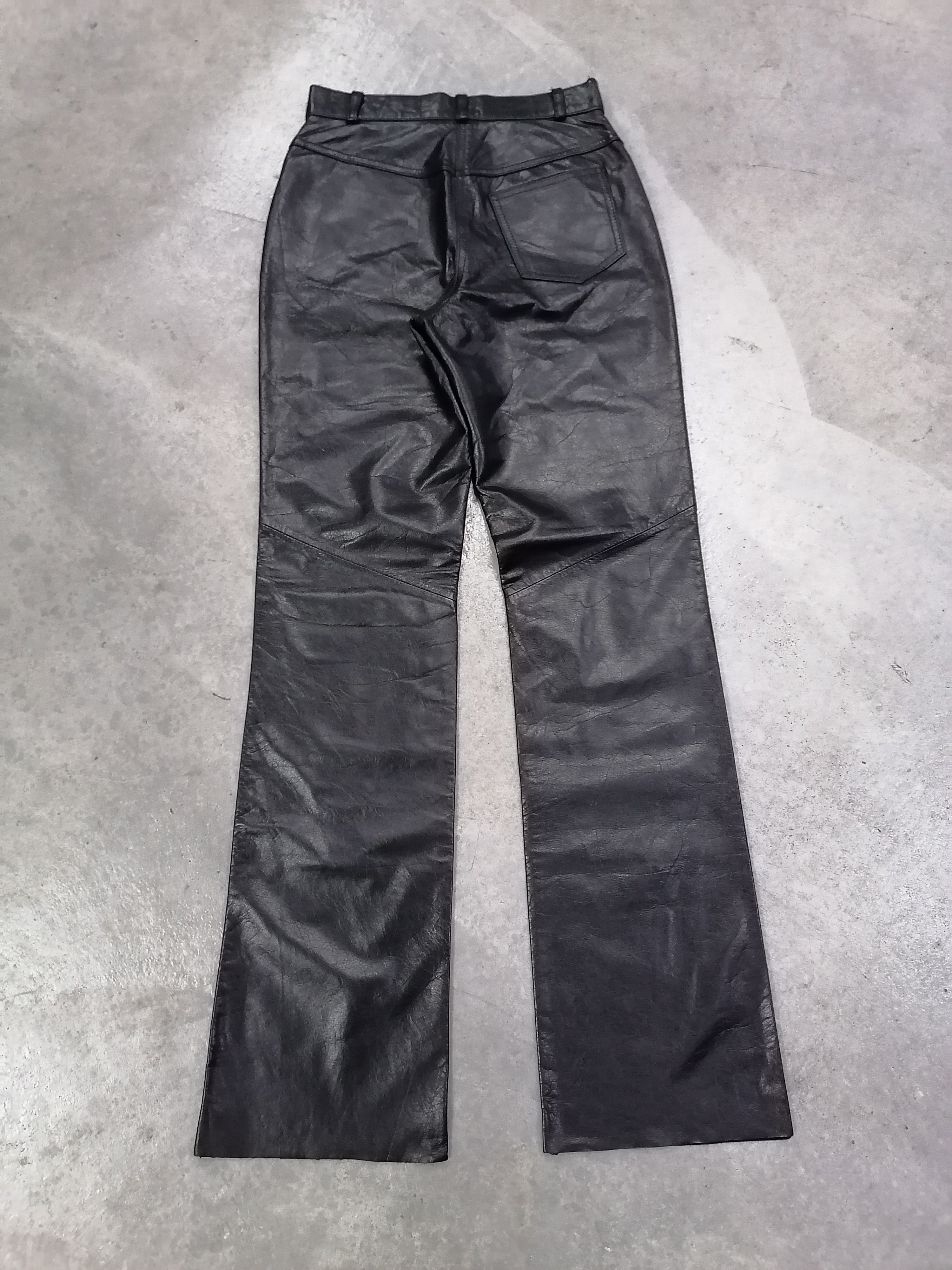 Designer × Genuine Leather × Vintage Flare K.R Pure Leather Black Pants Size 25" / US 0 / IT 36 - 10 Thumbnail